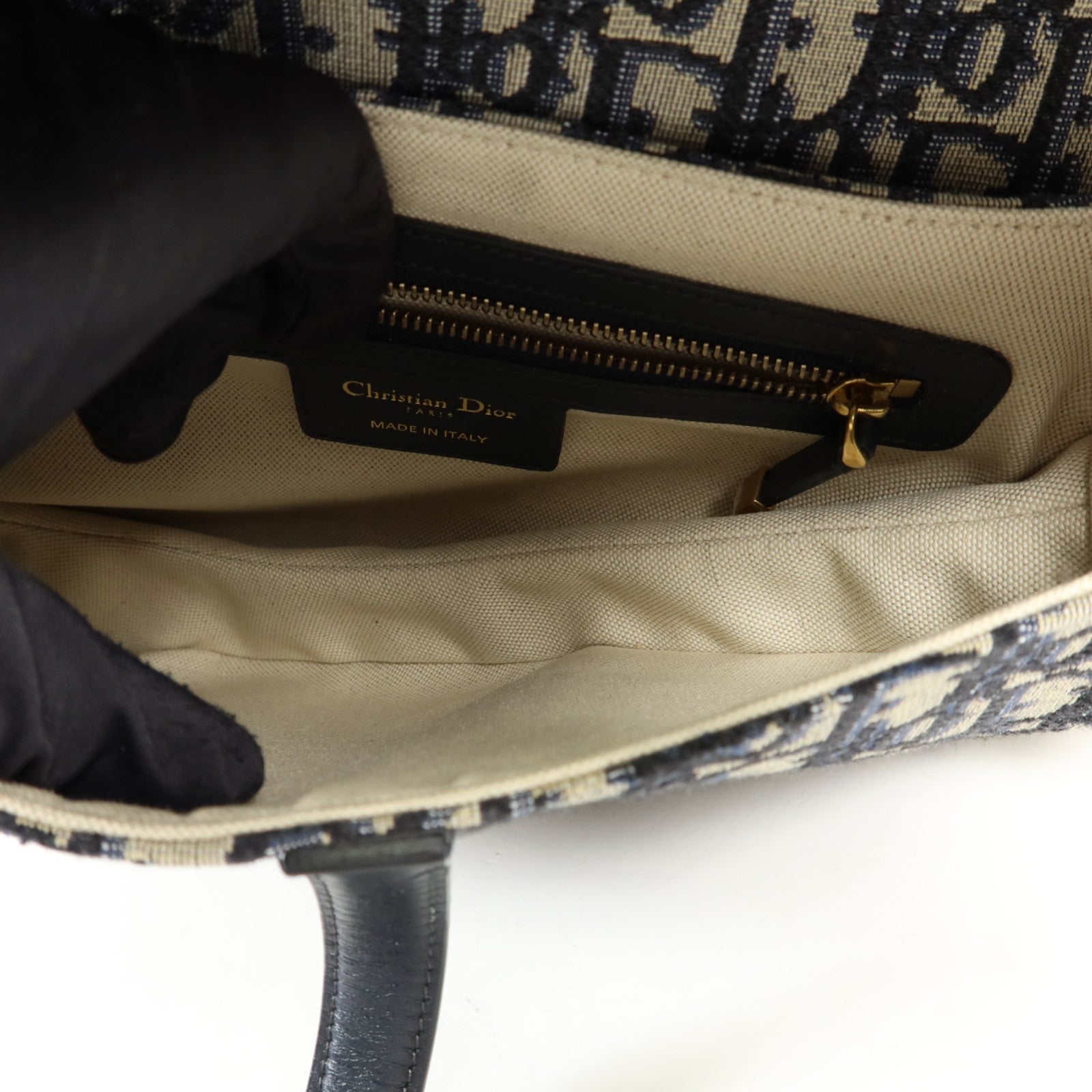 Dior 帆布Saddle金扣手挽肩背兩用袋