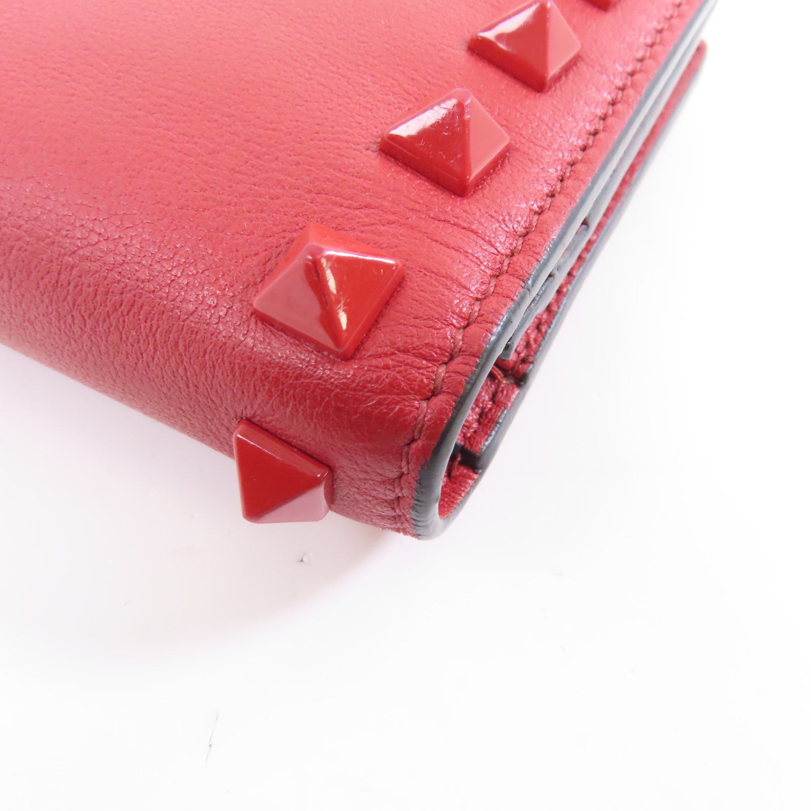 Valentino 【激減優惠】羊皮皮革Wallet金扣錢包紅色