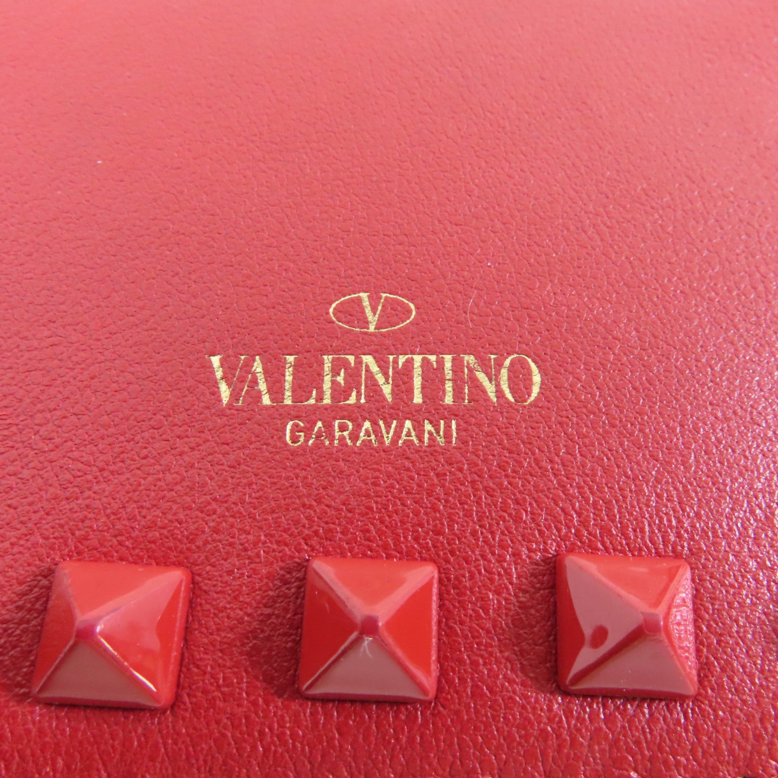 Valentino 【激減優惠】羊皮皮革Wallet金扣錢包紅色