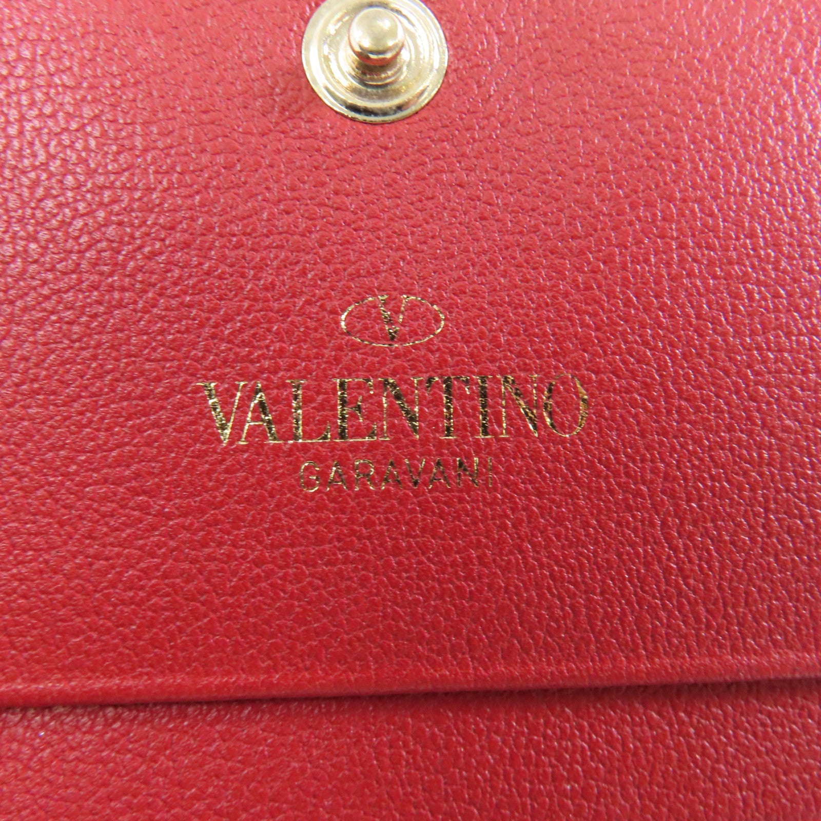 Valentino 【激減優惠】羊皮皮革Wallet金扣錢包紅色