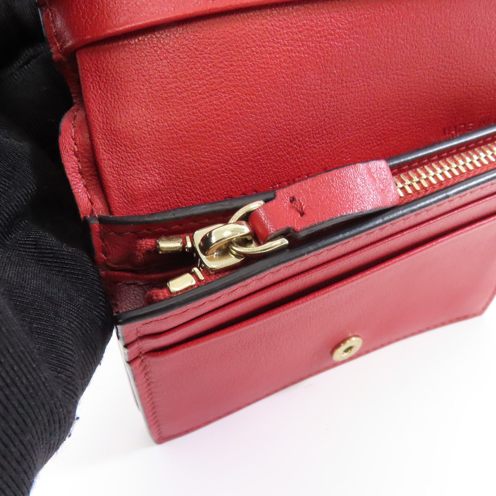 Valentino 【激減優惠】羊皮皮革Wallet金扣錢包紅色