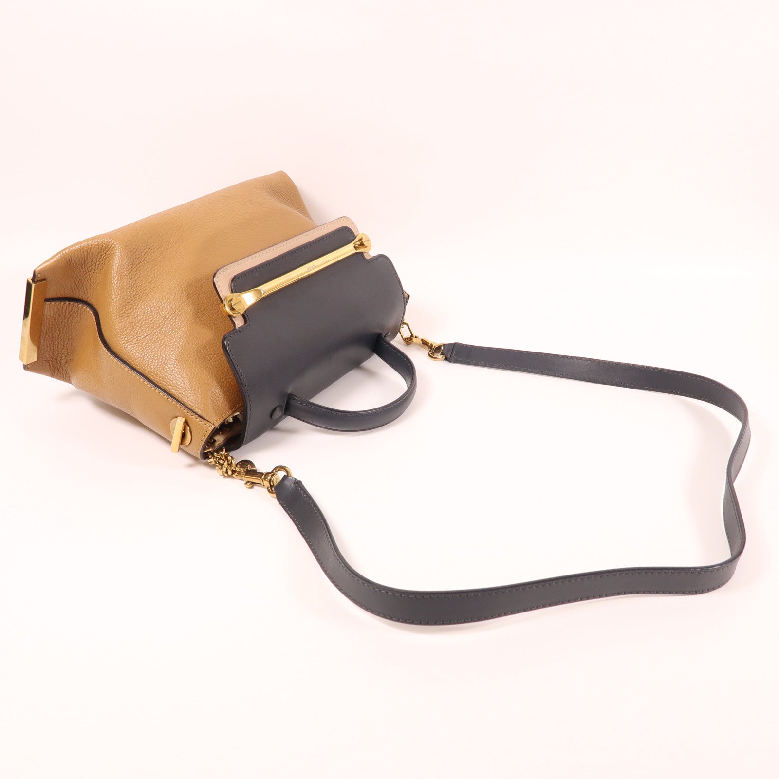 Chloe 牛皮皮革Shoulder Bag金扣手挽肩背兩用袋