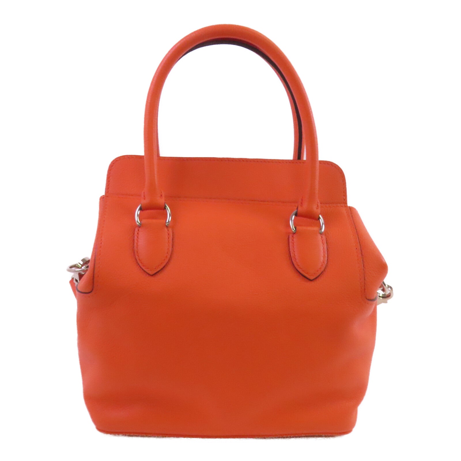 HERMES Everⅽolor皮革Tool Box 20銀扣手挽肩背兩用袋Orange Poppy