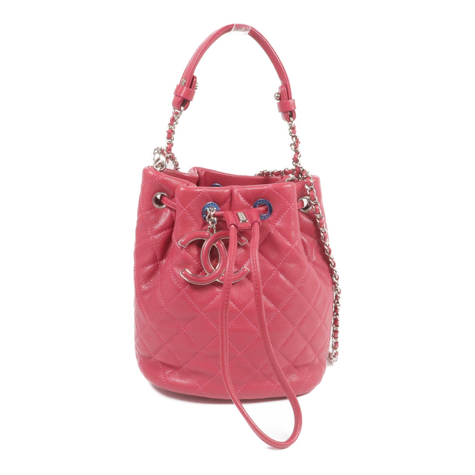 CHANEL 【激減優惠】牛皮皮革Bucket Bag銀扣手挽肩背兩用袋