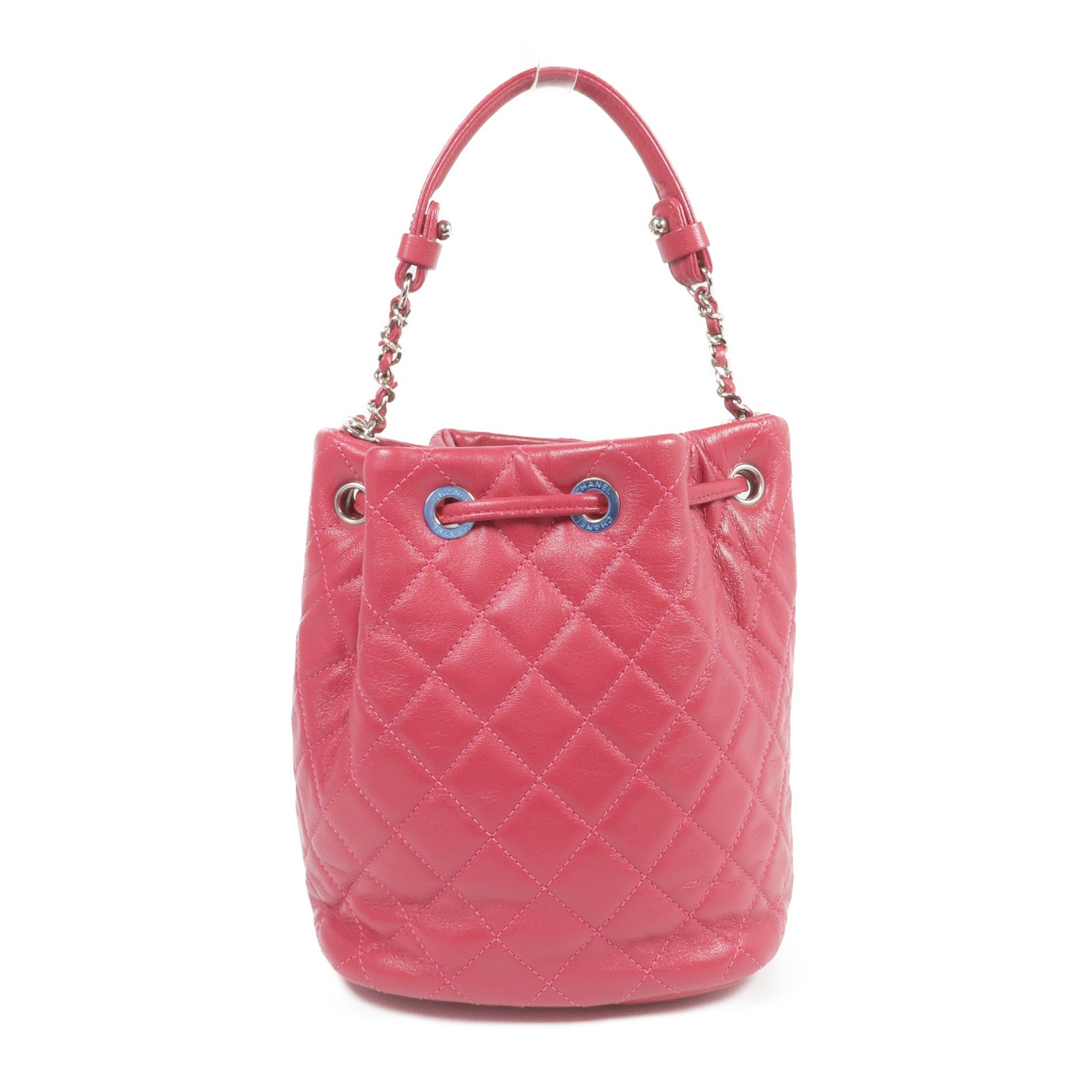 CHANEL 牛皮皮革Bucket Bag銀扣手挽肩背兩用袋