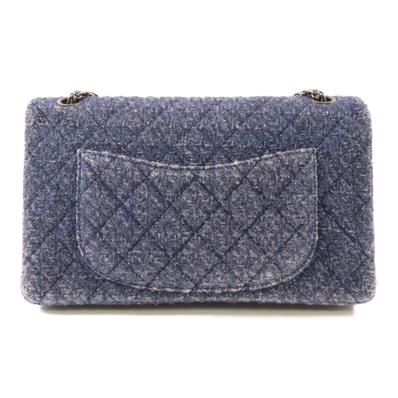 CHANEL 粗花呢2.55銀扣鏈帶肩背袋