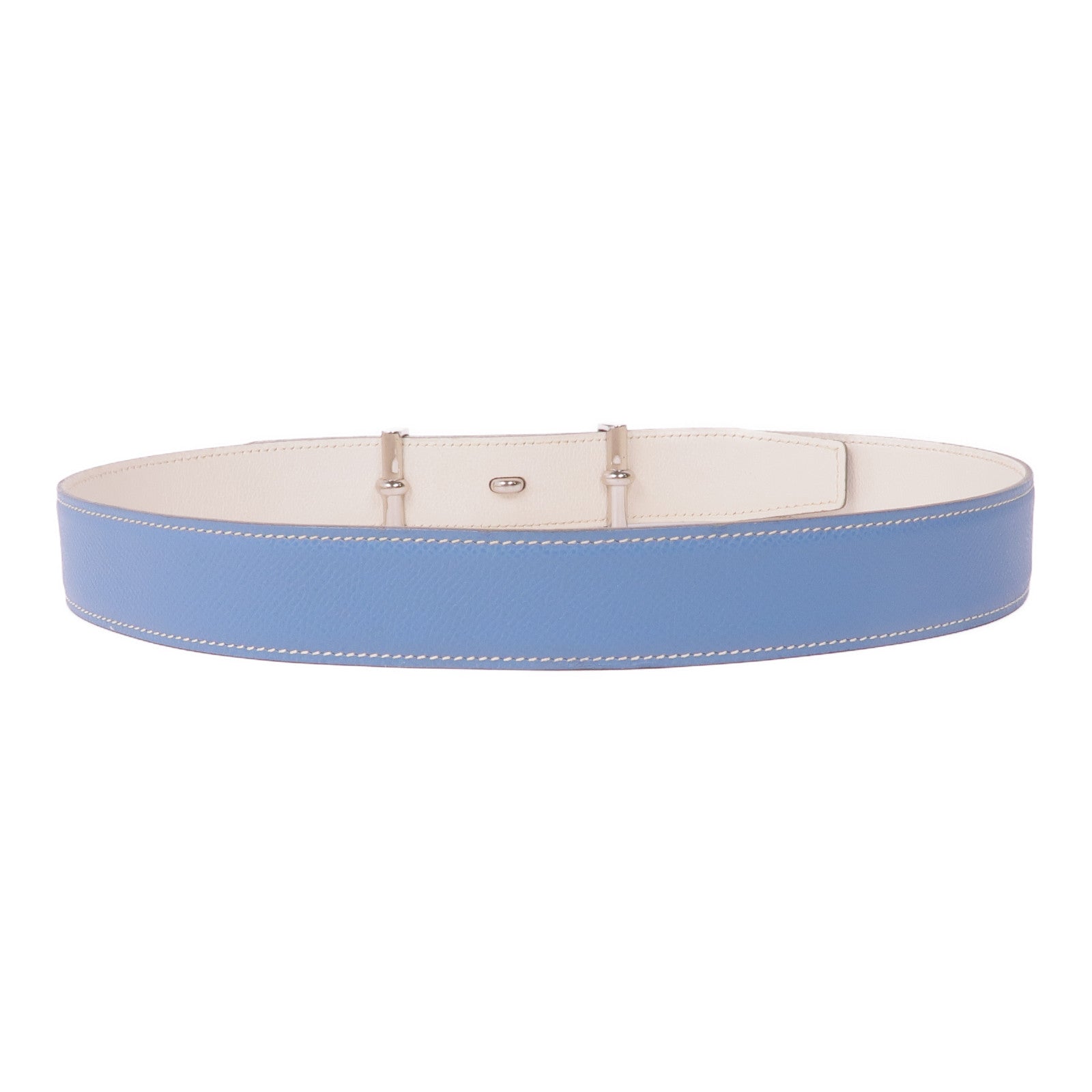 HERMES 【激減優惠】Epsom皮革Belt銀扣皮帶Blue Jean
