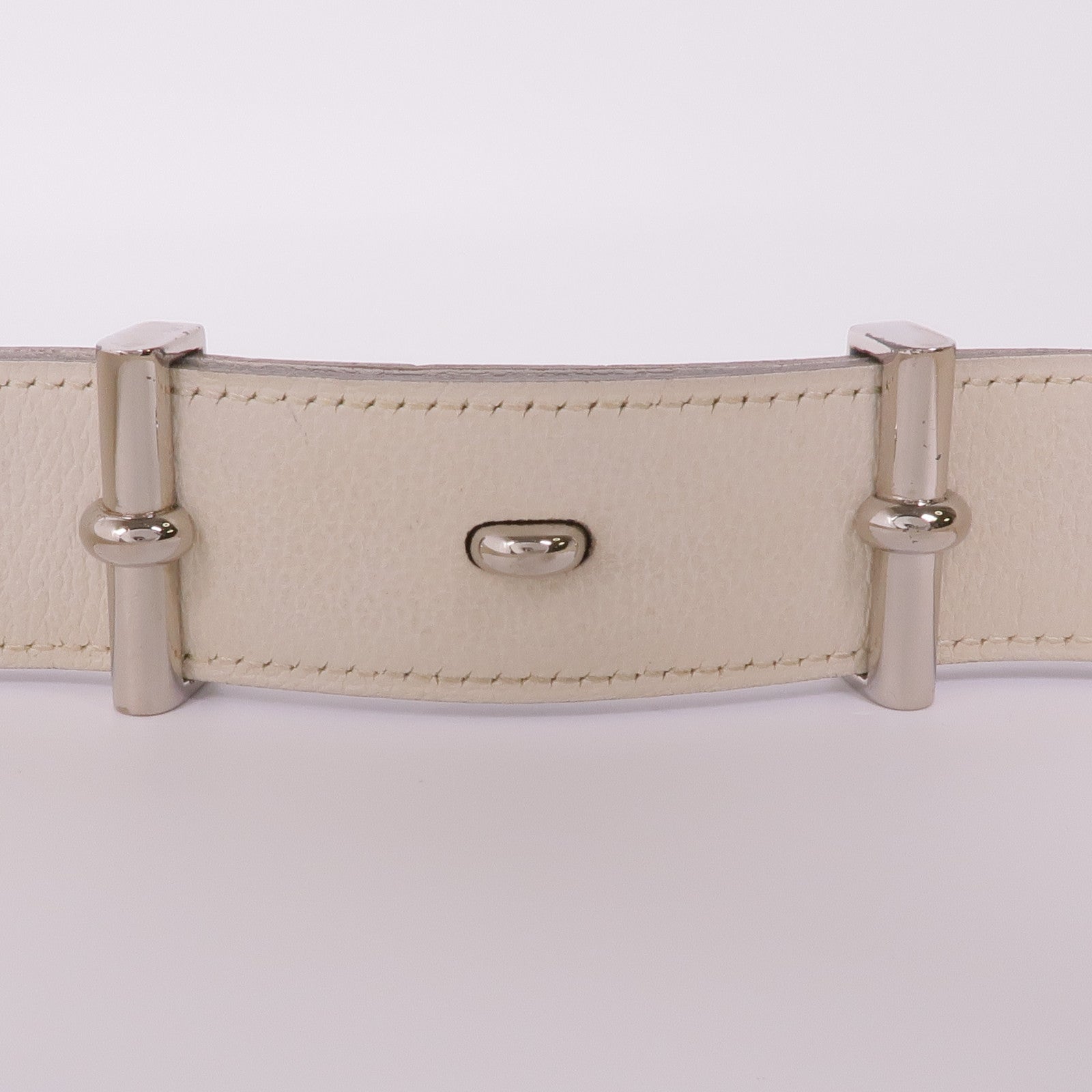 HERMES Epsom皮革Belt銀扣皮帶Blue Jean