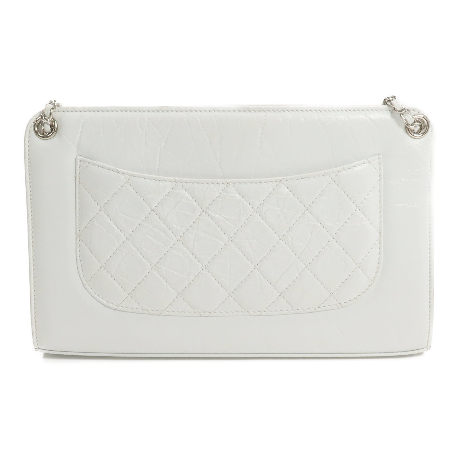 CHANEL 牛皮皮革Chain Shoulder銀扣鏈帶肩背袋