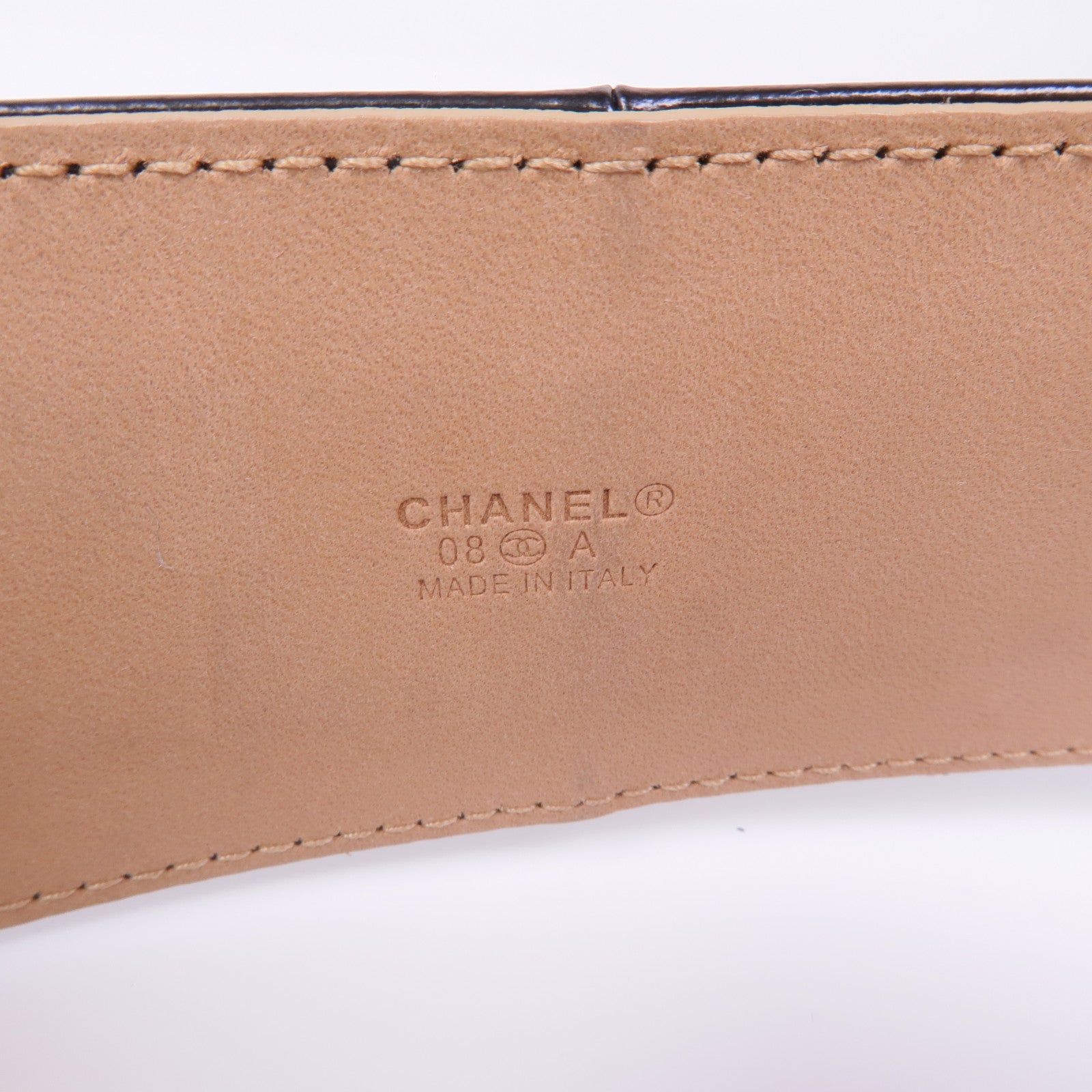 CHANEL 牛皮皮革Belt銀扣皮帶