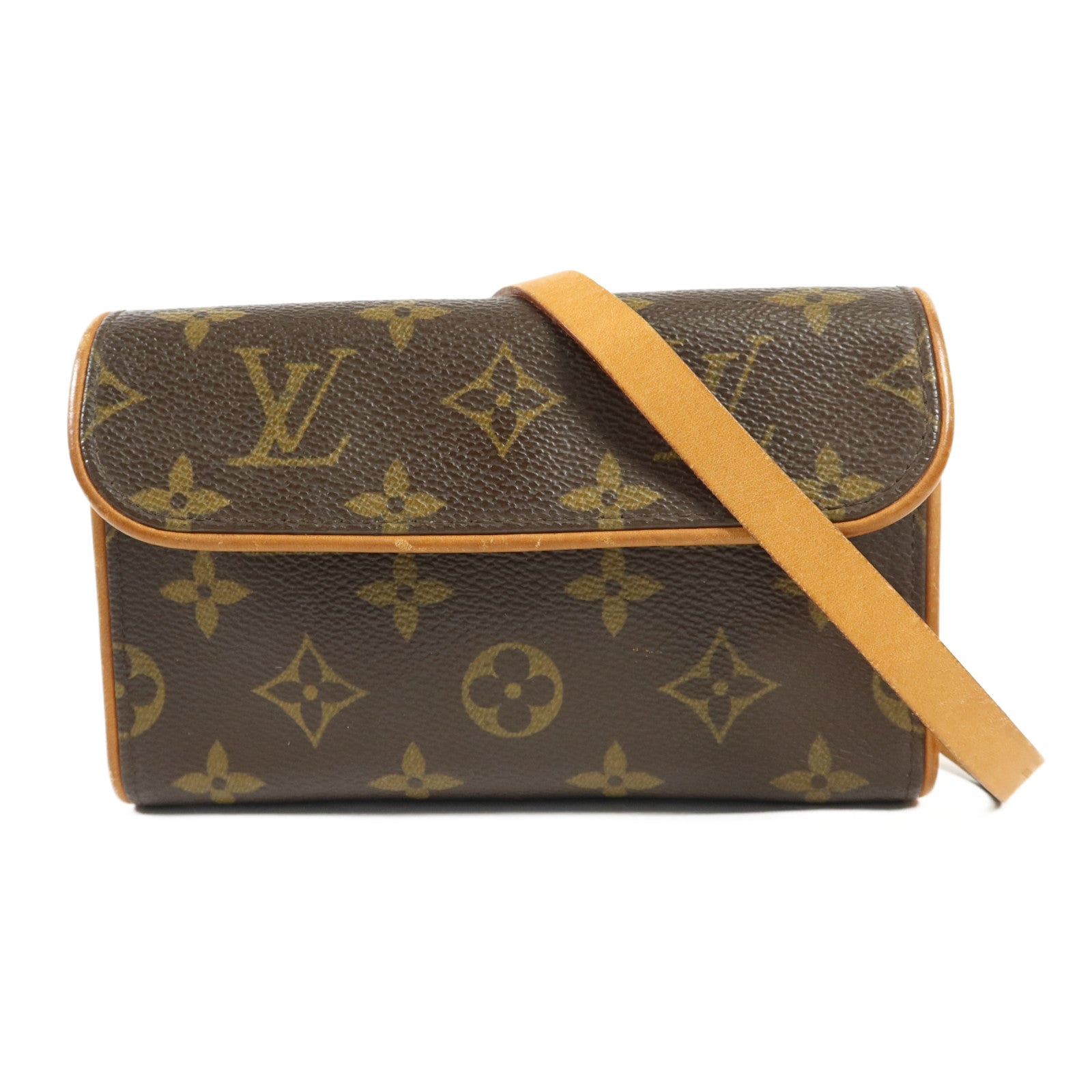 LOUIS VUITTON Monogram Pochette Florentine金扣腰包棕色