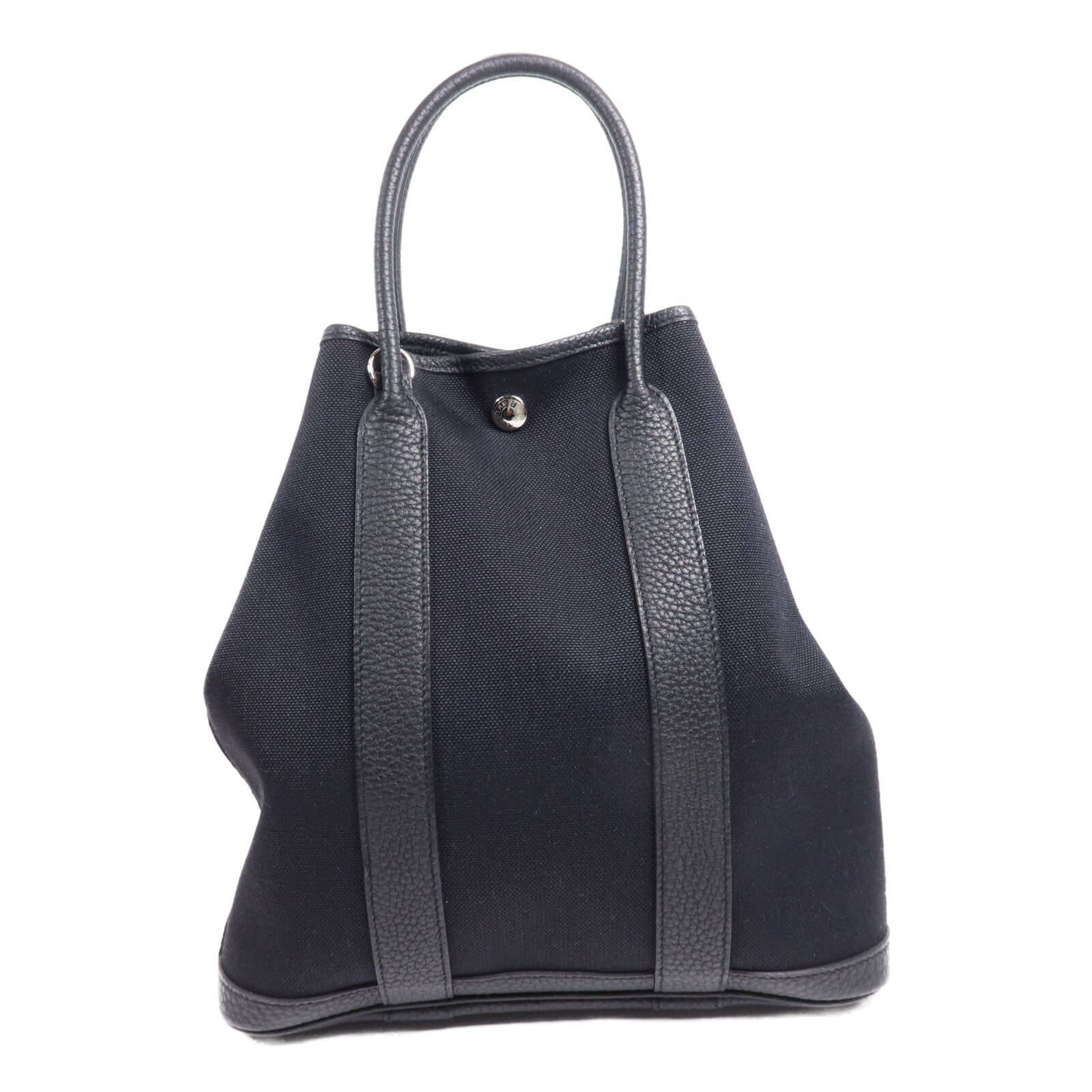 HERMES 【Hermes Fair】帆布Garden File PM銀扣手挽肩背兩用袋Noir