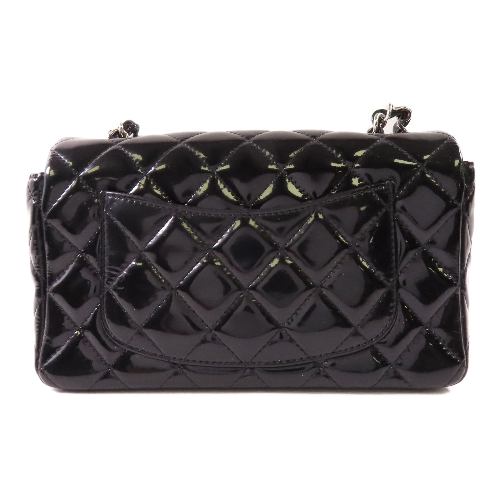 CHANEL 漆皮皮革Classic 20銀扣鏈帶肩背袋