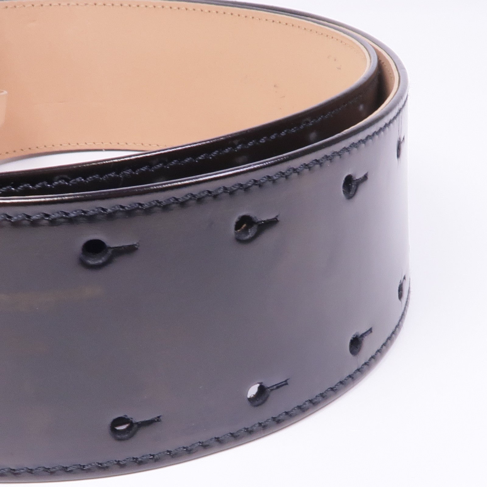 CHANEL 牛皮皮革Belt銀扣皮帶