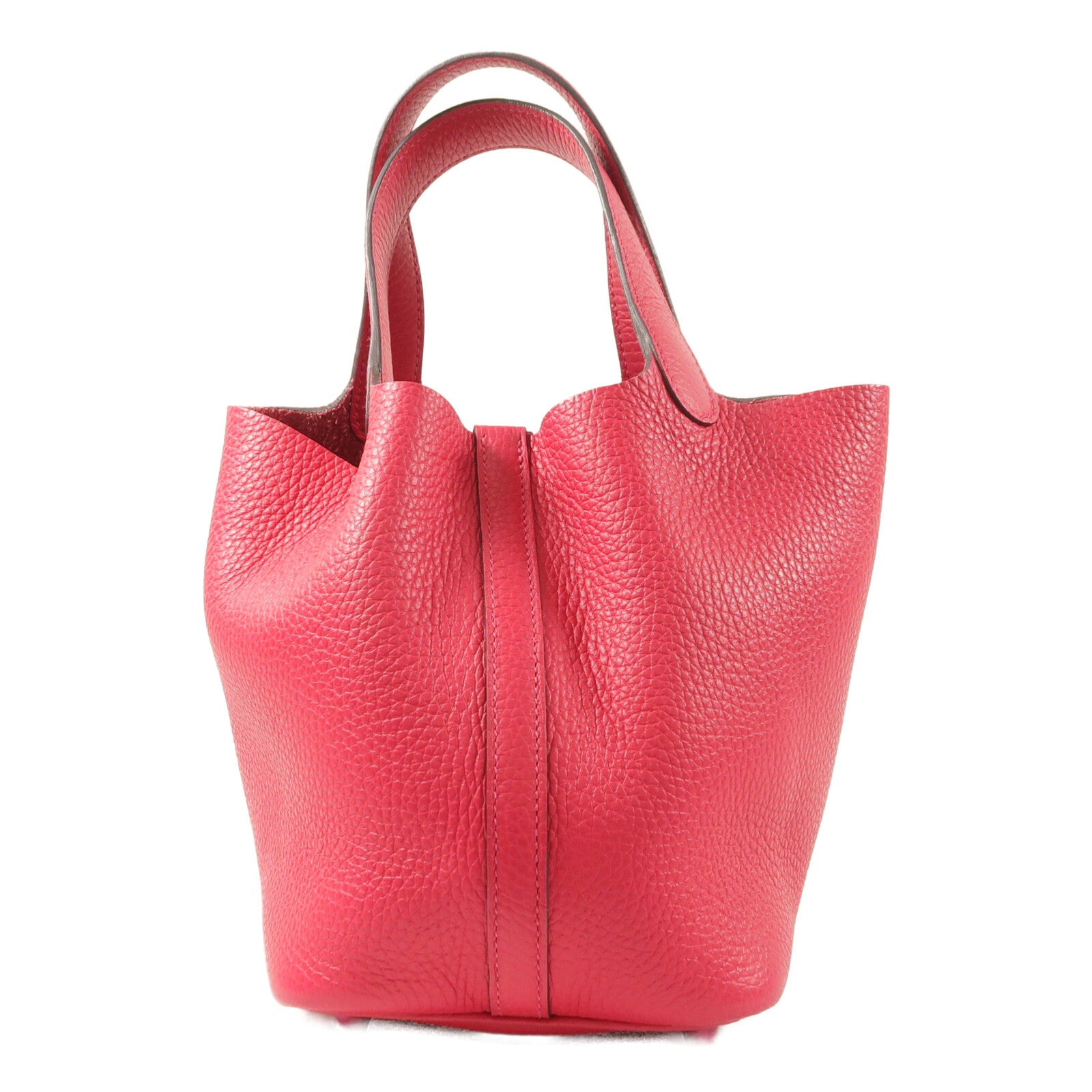 HERMES Clemence皮革Picotin PM手挽袋Rose Mexico