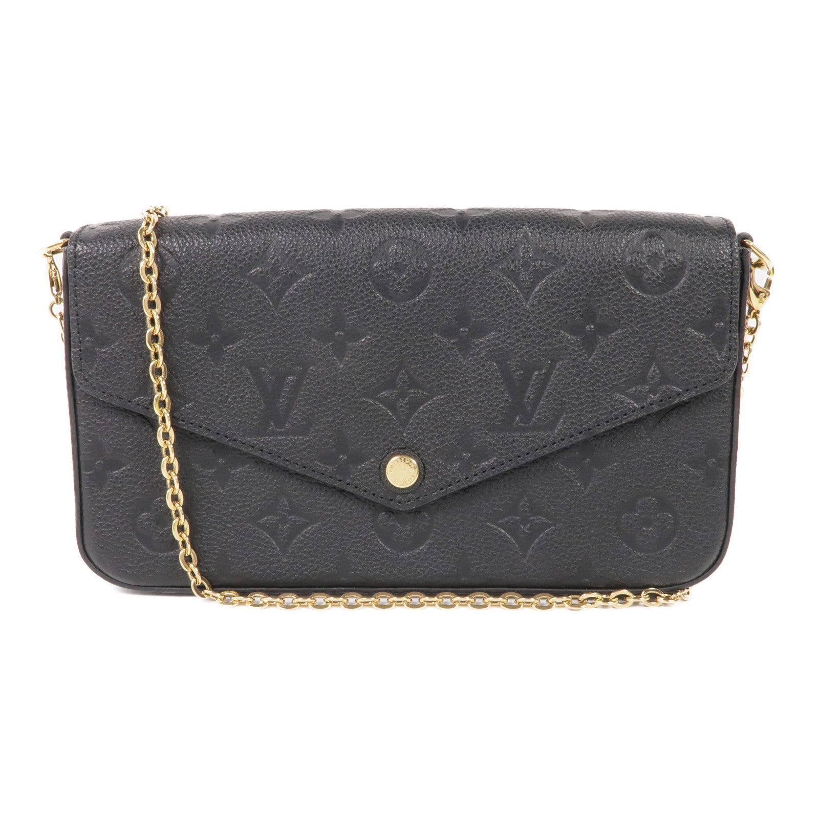 LOUIS VUITTON Monogram Empreinte Felicie Pochette金扣鏈帶肩背袋