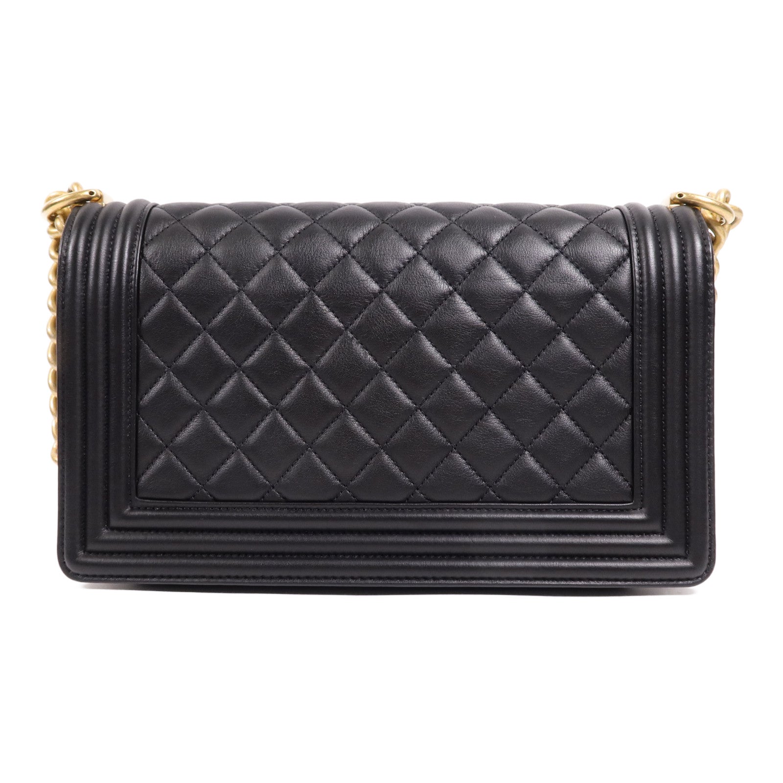 CHANEL 羊皮皮革Boy 25金扣鏈帶肩背袋