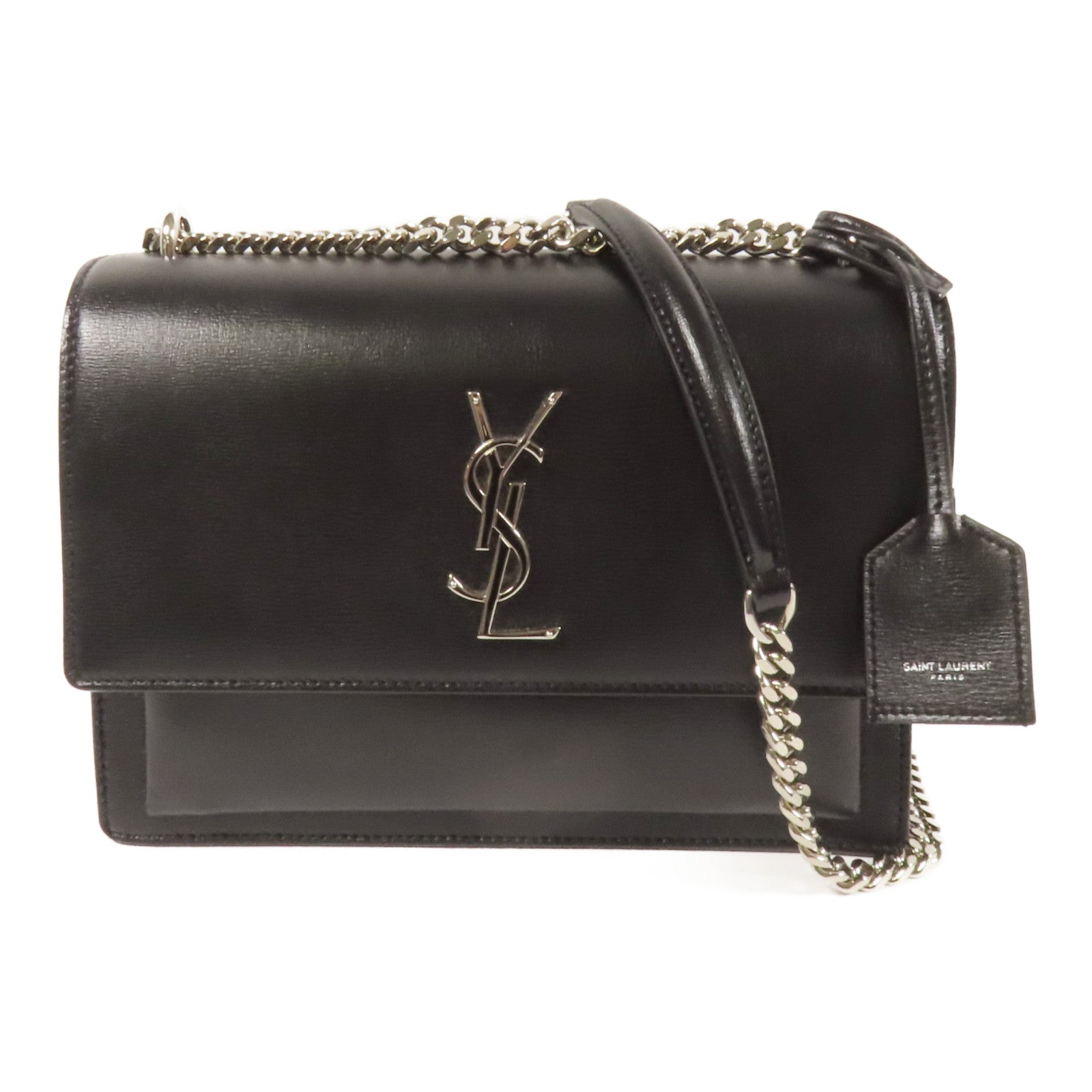 SAINT LAURENT 牛皮皮革Sunset Medium銀扣鏈帶肩背袋