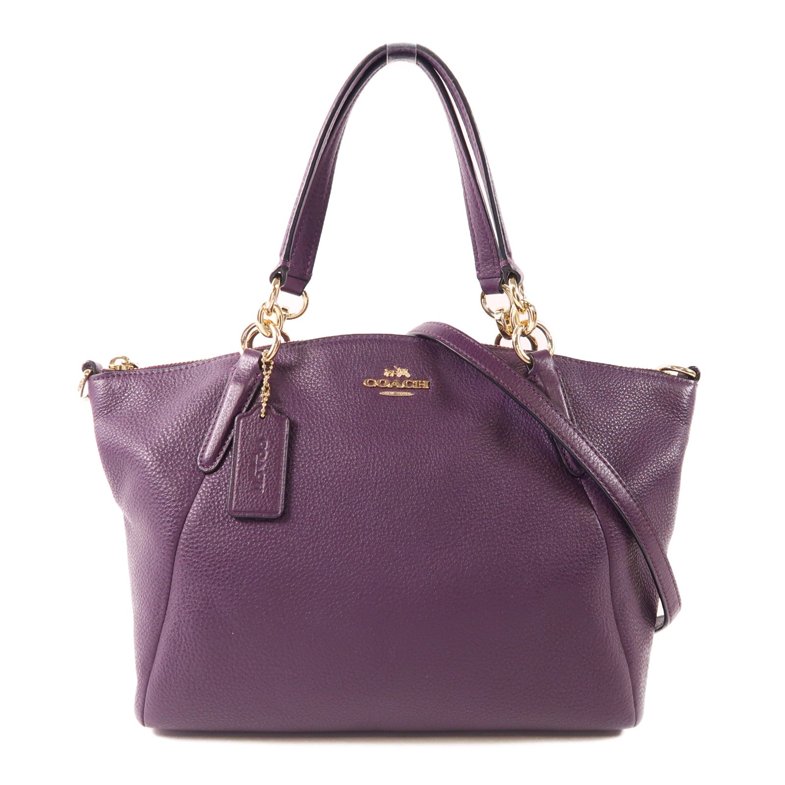 COACH 皮革2 Way Shoulder金扣手挽肩背兩用袋