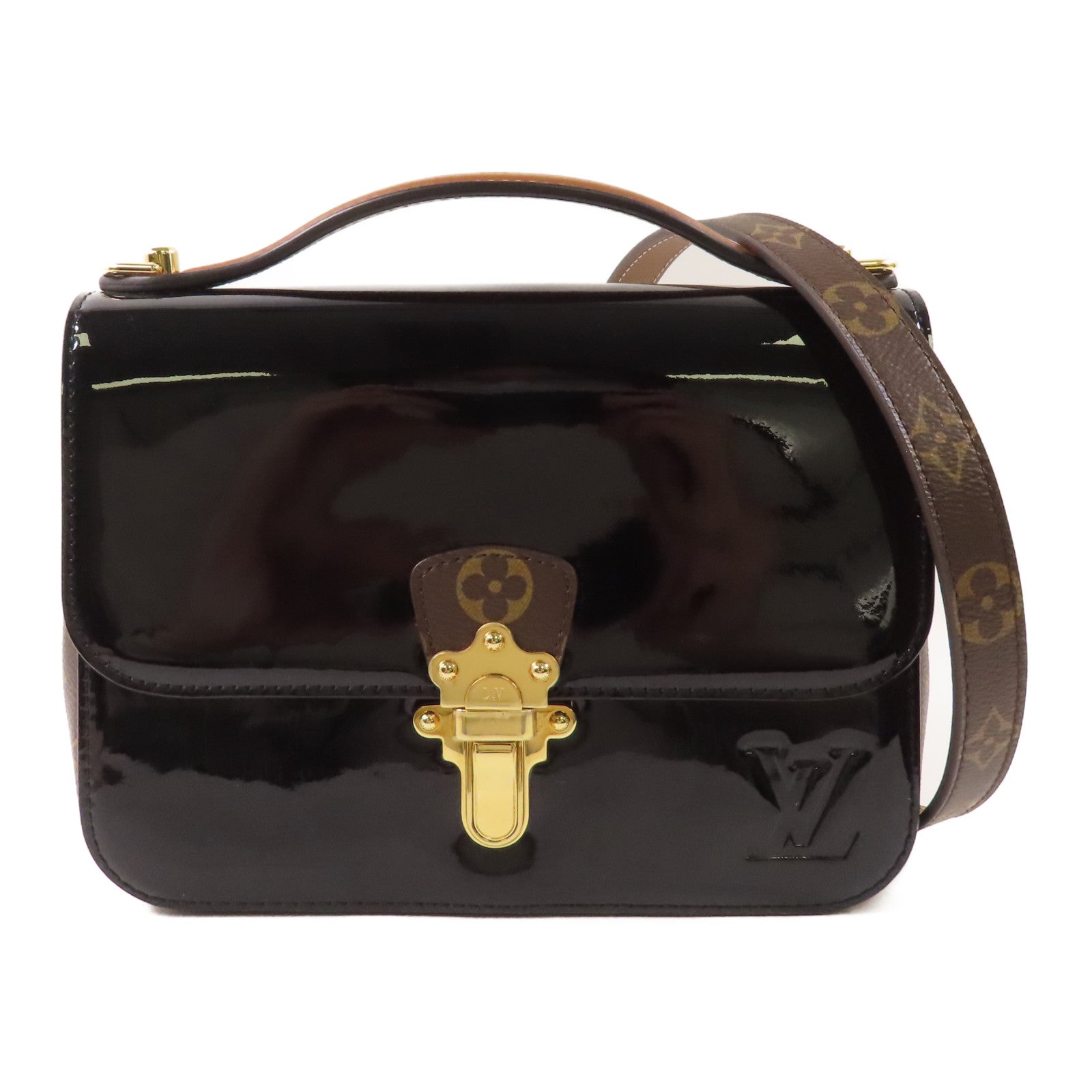 LOUIS VUITTON Vernis Cherrywood BB金扣手挽肩背兩用袋