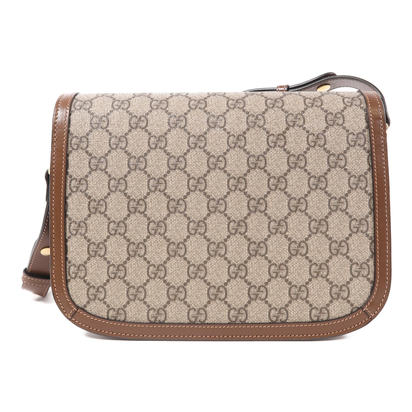 GUCCI GG GHW Horsebit 1955 MM Shoulder Bag 602204 Coated Canvas Brown