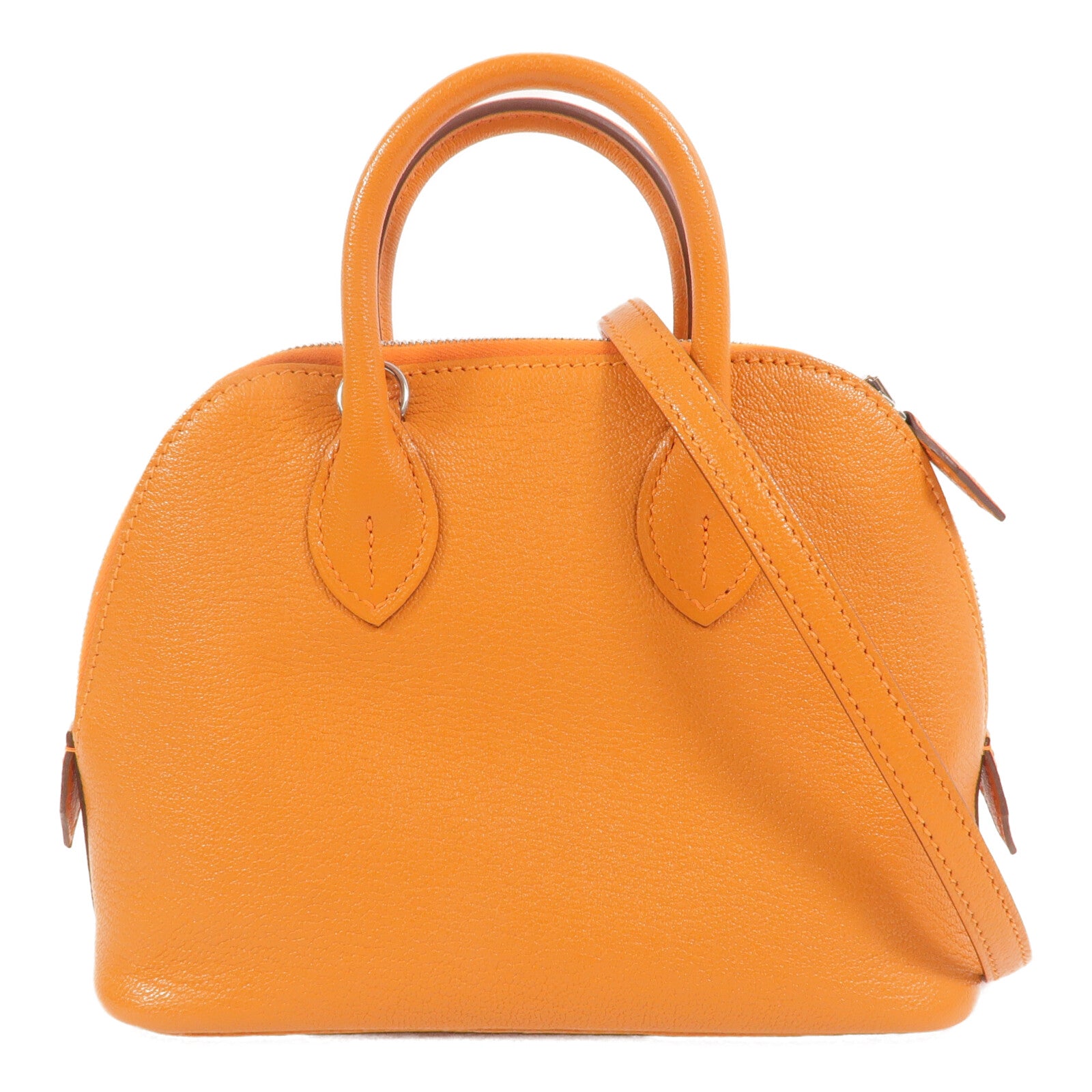 HERMES Chevre皮革Mini Bolide手挽肩背兩用袋Orange