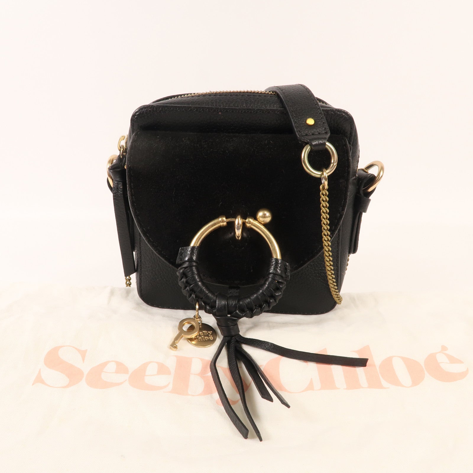 SEE BY CHLOE 牛皮皮革Shoulder Bag金扣鏈帶肩背袋