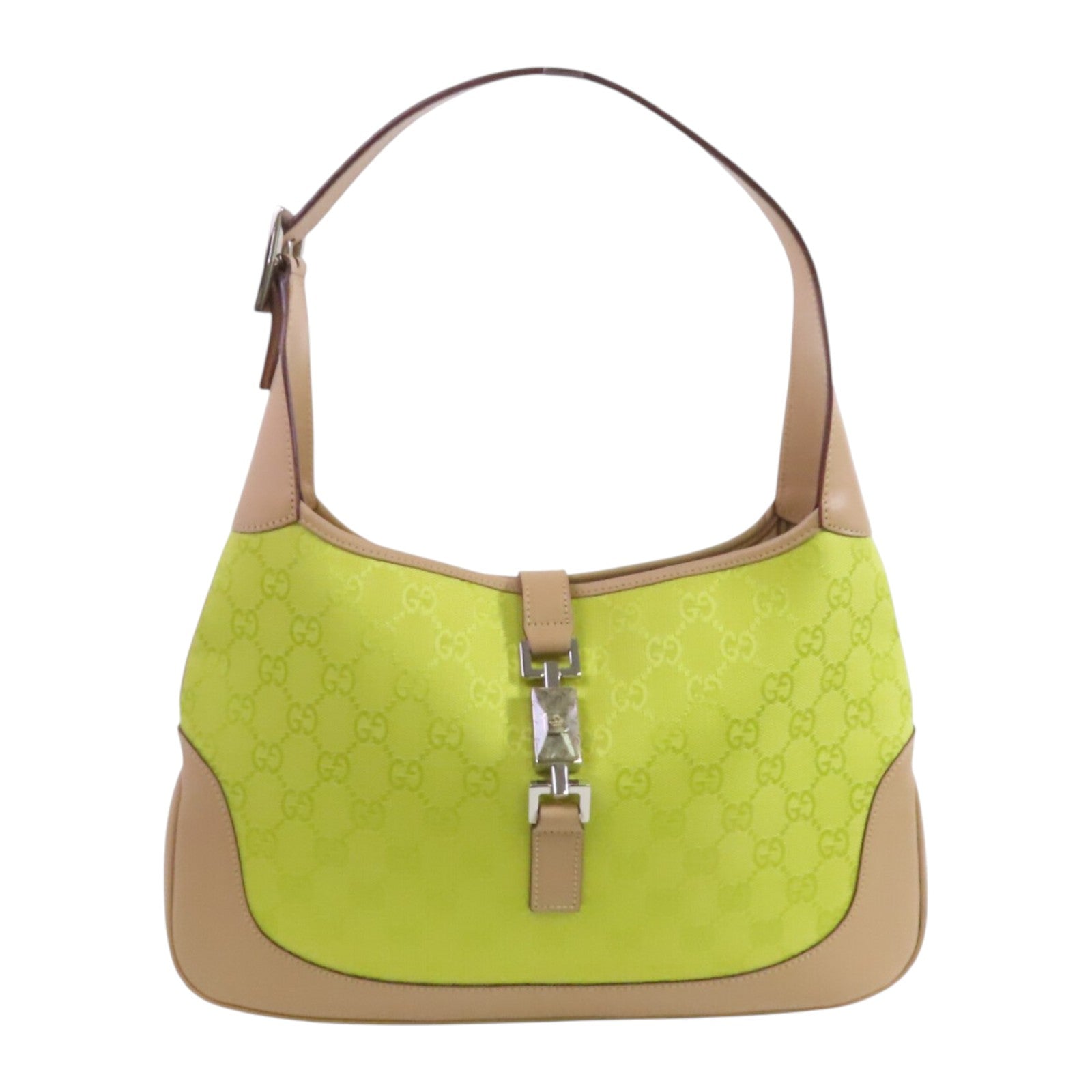 GUCCI GG帆布Jackie銀扣肩背袋