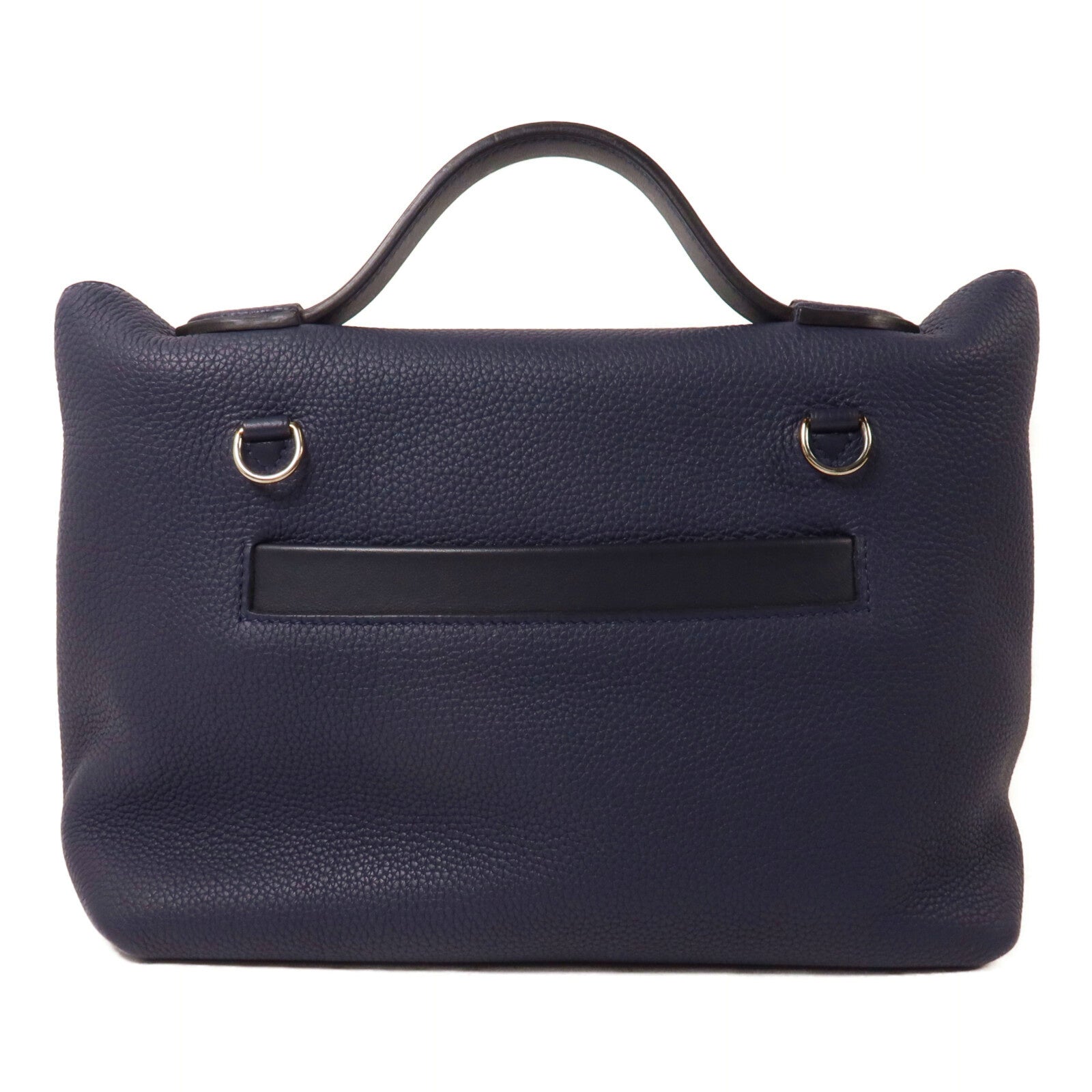 HERMES Clemence皮革/Swift皮革24/24 29cm手挽肩背兩用袋Bleu Indigo/Bordraux