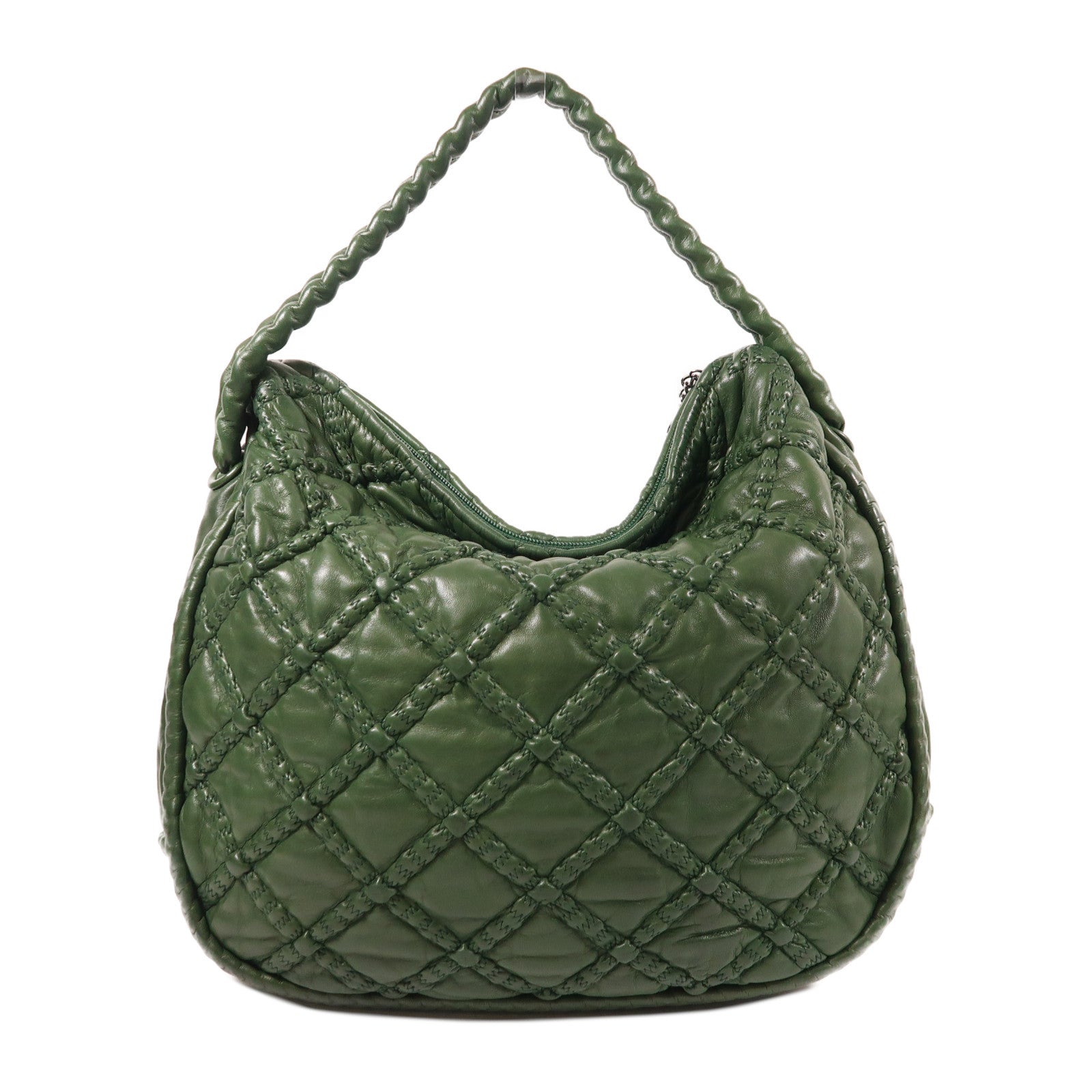 CHANEL CC Shoulder Bag Lambskin Leather Green