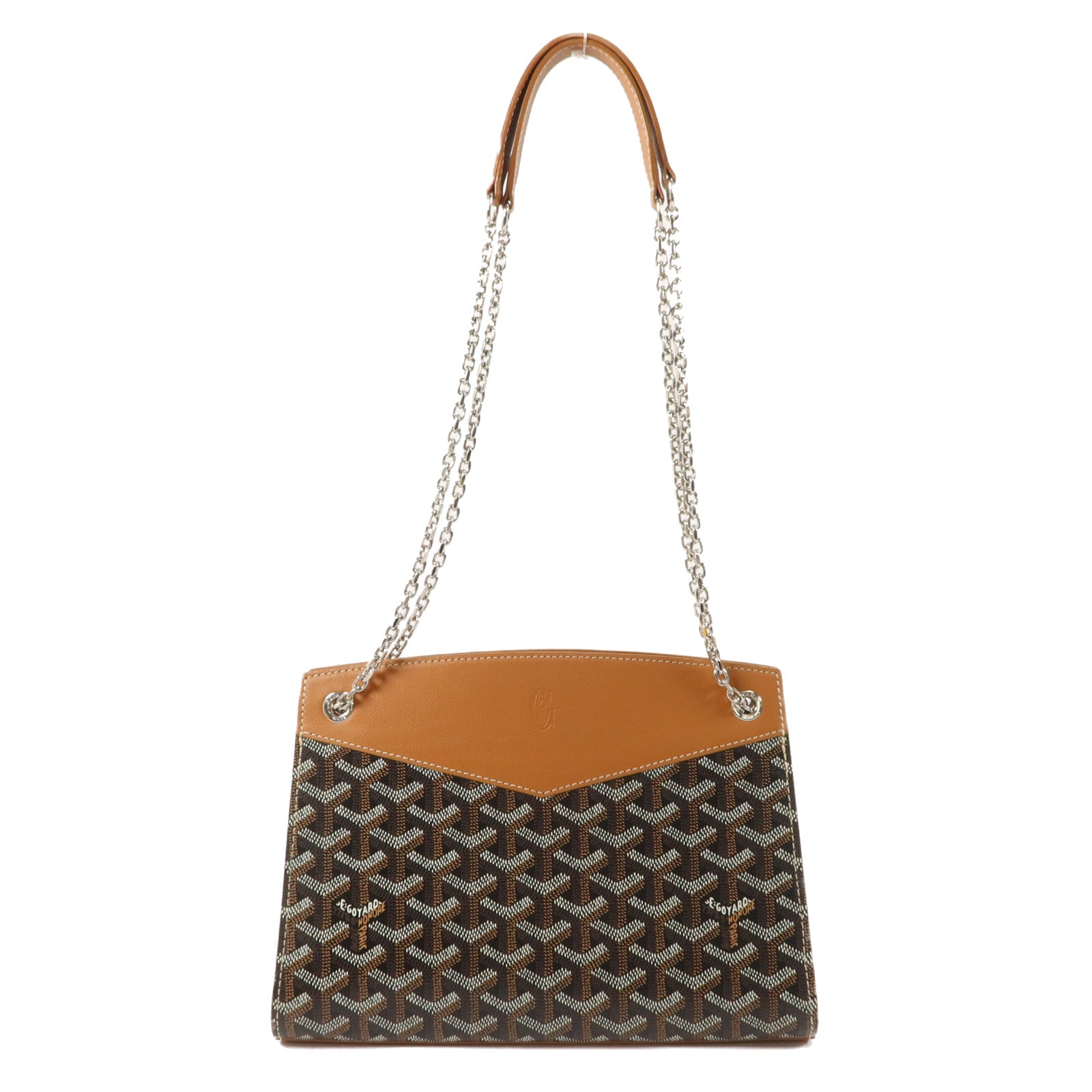 GOYARD 牛皮皮革/塗層帆布Rouette Structure PM鏈帶肩背袋