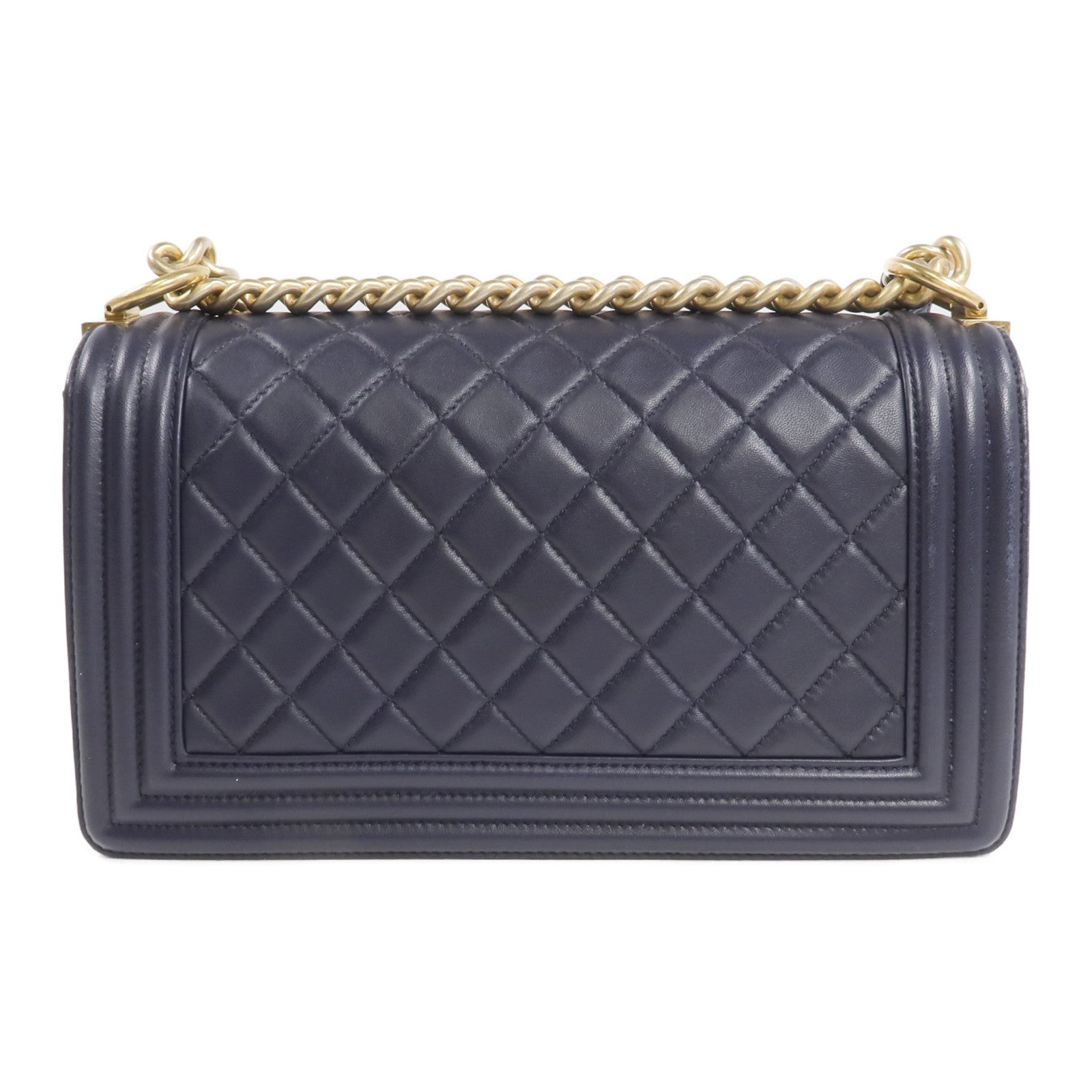 CHANEL 羊皮皮革Boy 25金扣鏈帶肩背袋