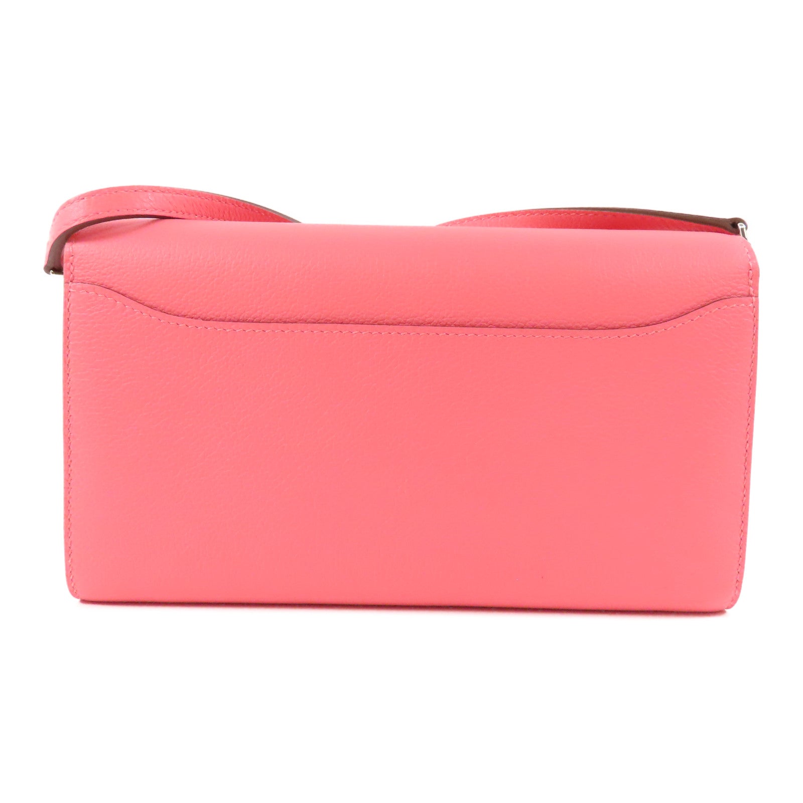 HERMES Evercolor皮革Constance To Go銀扣肩背袋Roze Azalee
