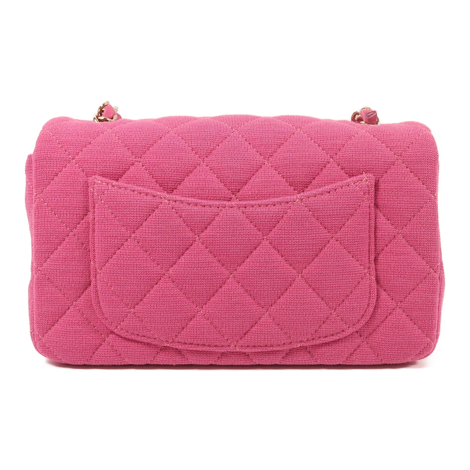 CHANEL 棉質Mini Classic 20金扣鏈帶肩背袋