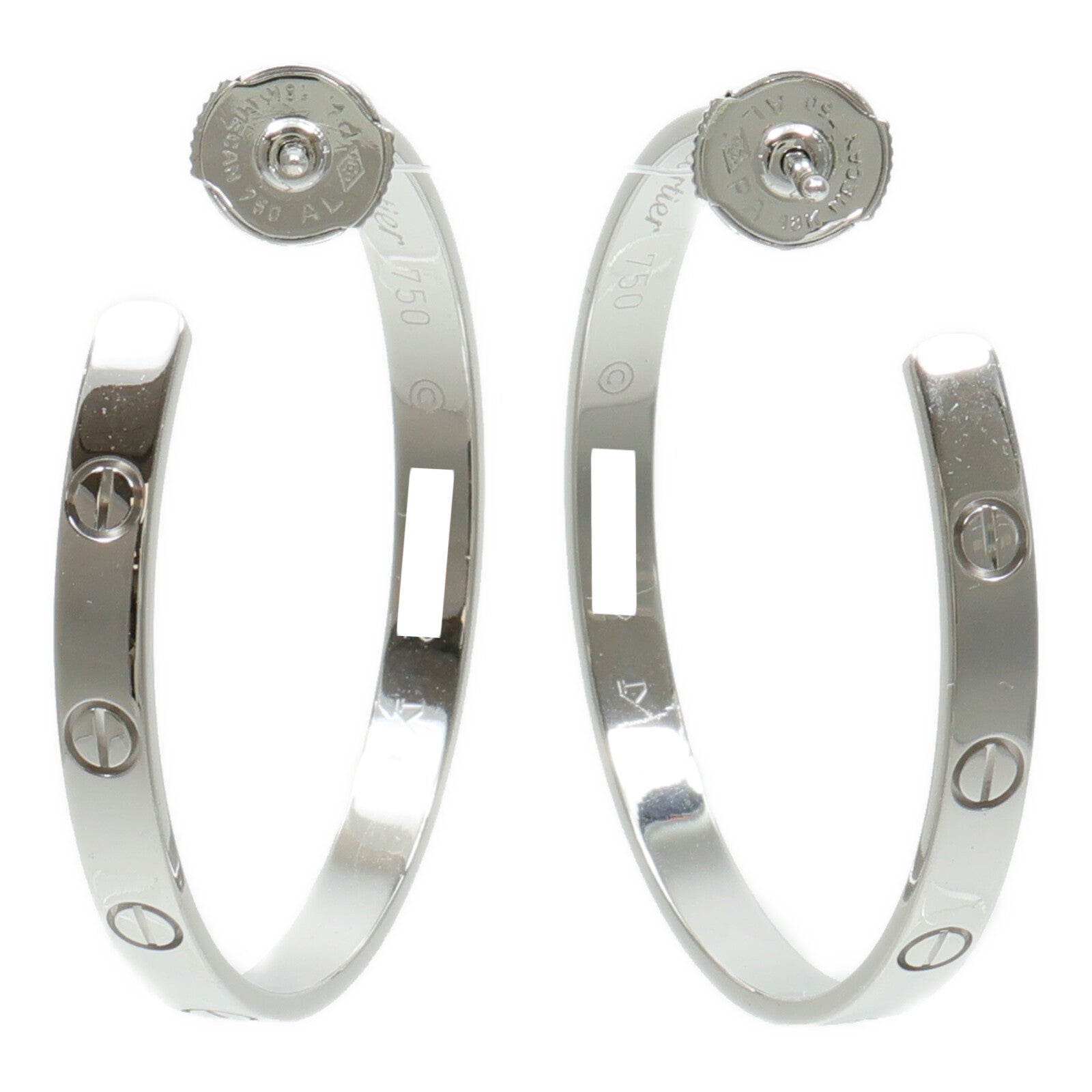 CARTIER 18K白金Love Hoop Earrings Large Model耳環