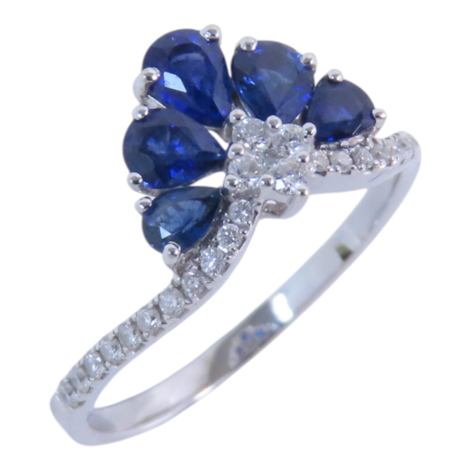 JEWELRY 18K白金Sapphire Diamond Ring藍寶石/鑽石戒指US#9