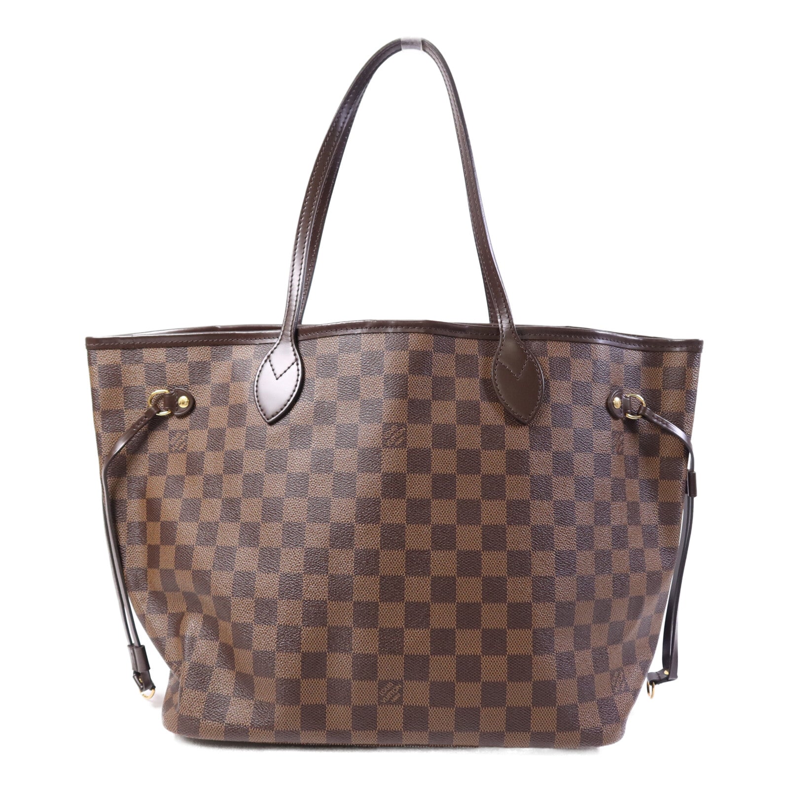 LOUIS VUITTON Damier Neverfull MM金扣手挽袋