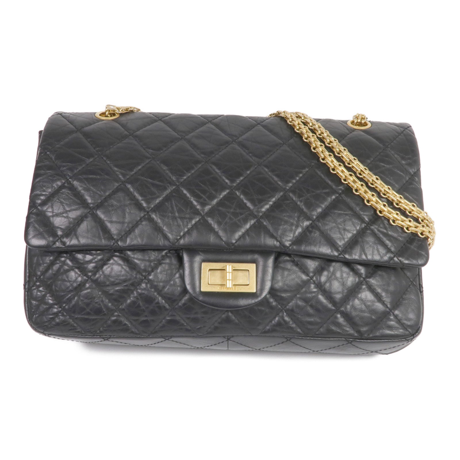 CHANEL 牛皮皮革2.55 Large金扣鏈帶肩背袋