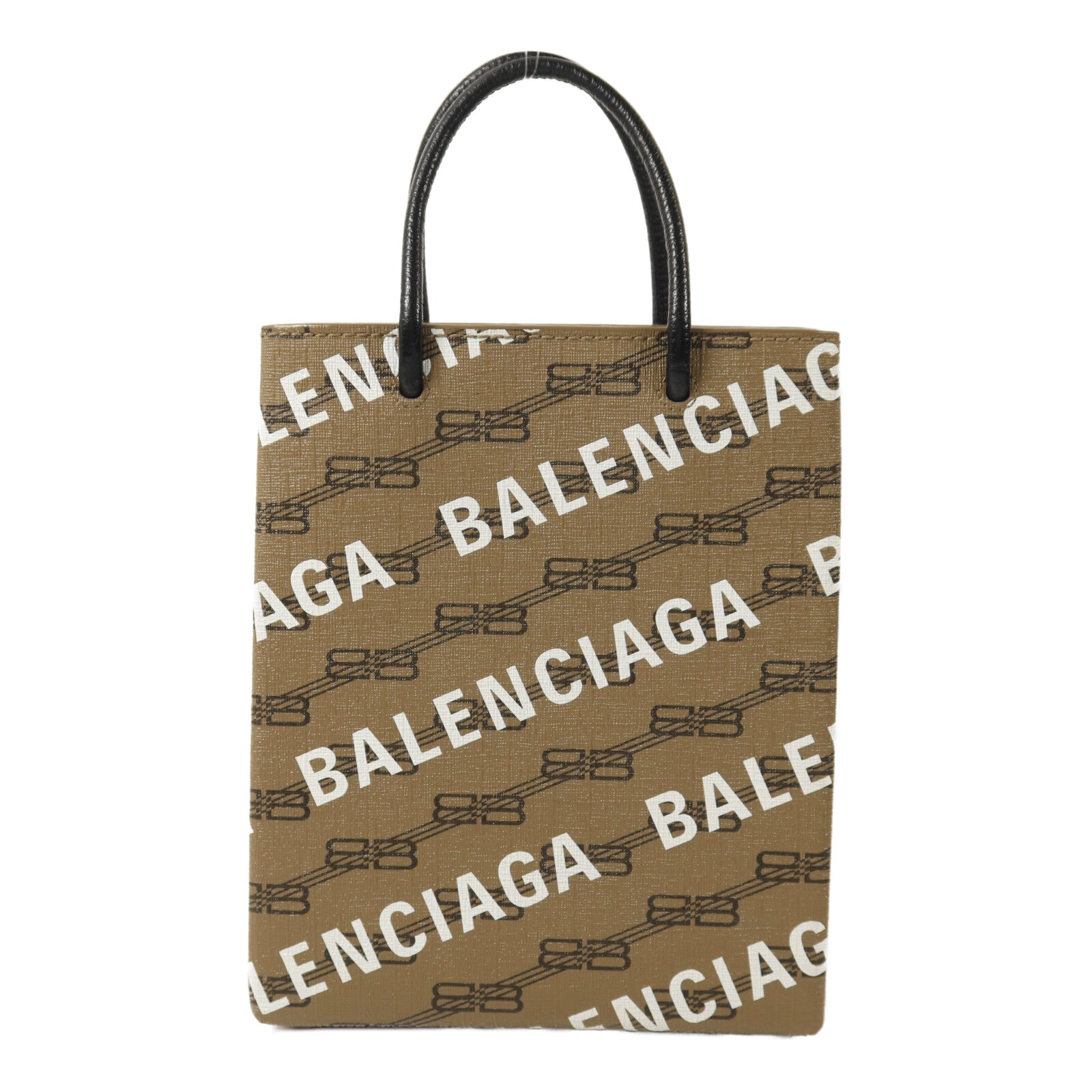 BALENCIAGA 塗層帆布/牛皮皮革2 way Shoulder金扣手挽肩背兩用袋