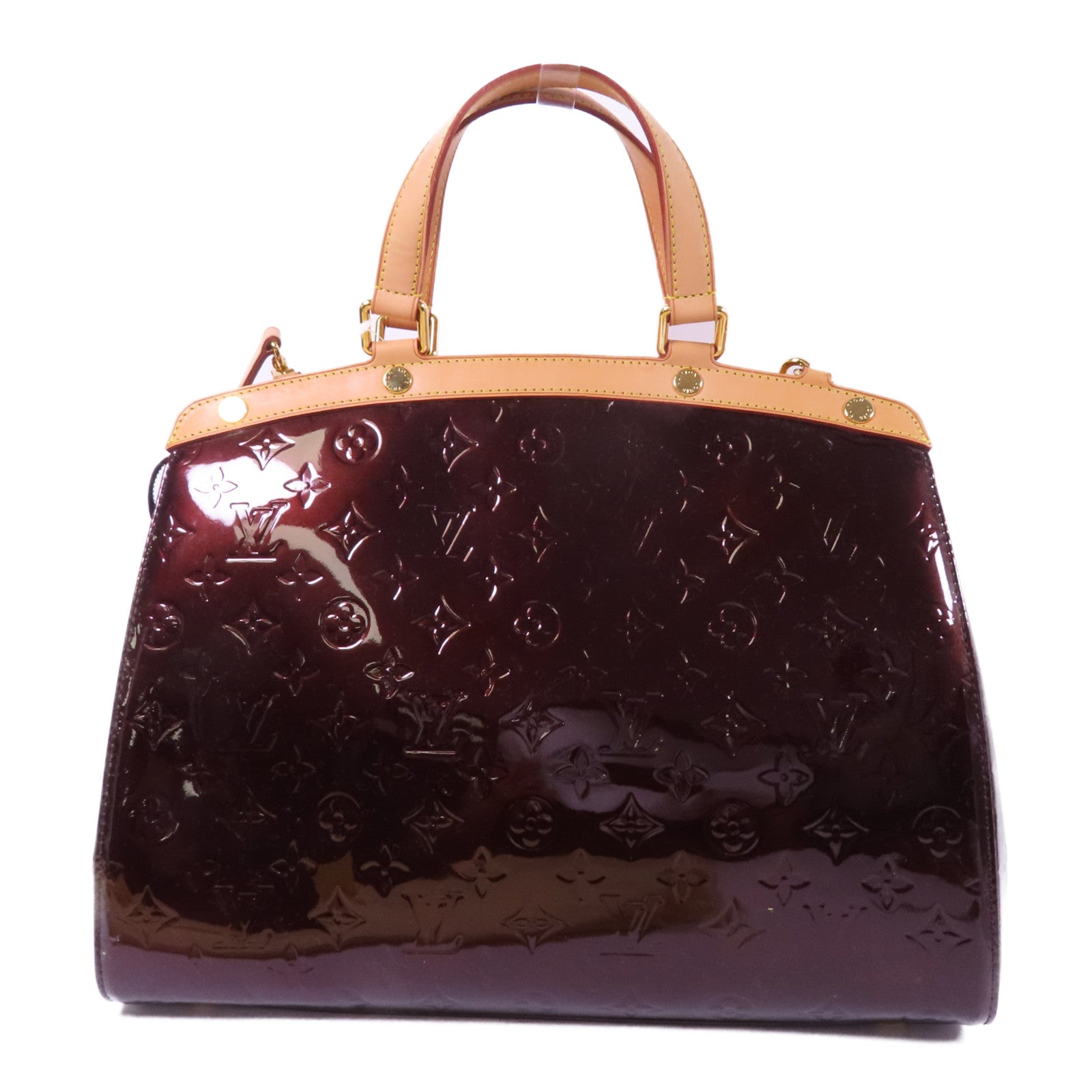 LOUIS VUITTON Vernis Brea MM金扣手挽肩背兩用袋Rouge Fauviste