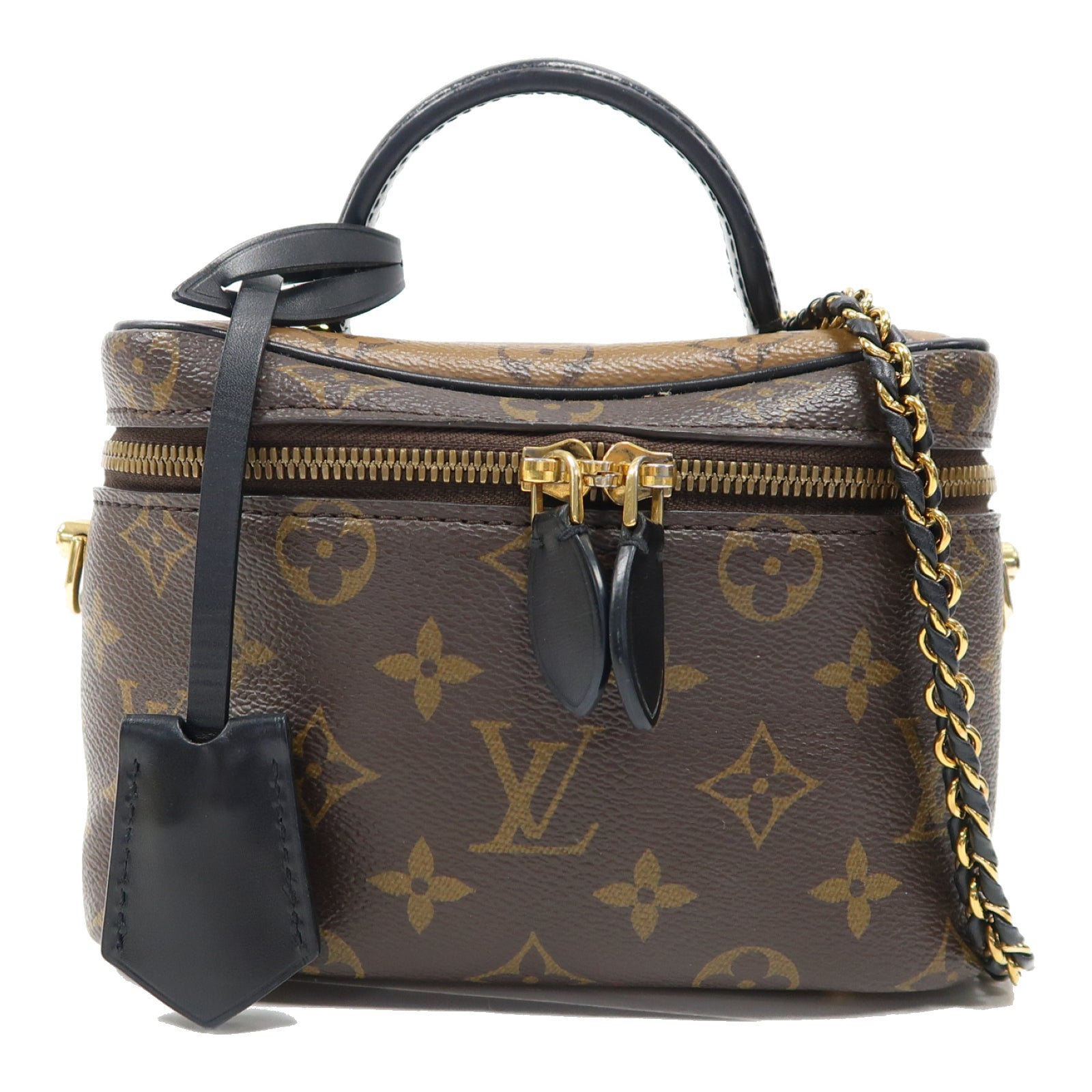 LOUIS VUITTON 【激減優惠】Monogram Reverse Vanity PM金扣手挽肩背兩用袋啡色