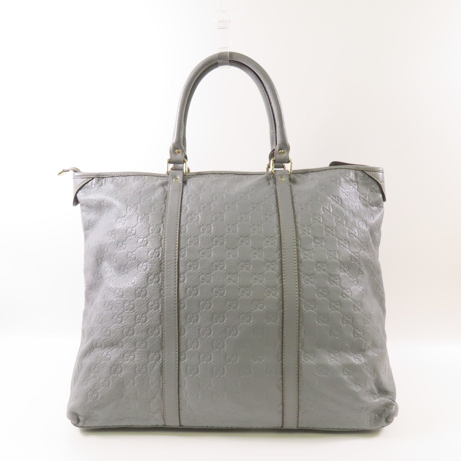 GUCCI GG GHW Tote Bag 201482 Calfskin Leather Gray