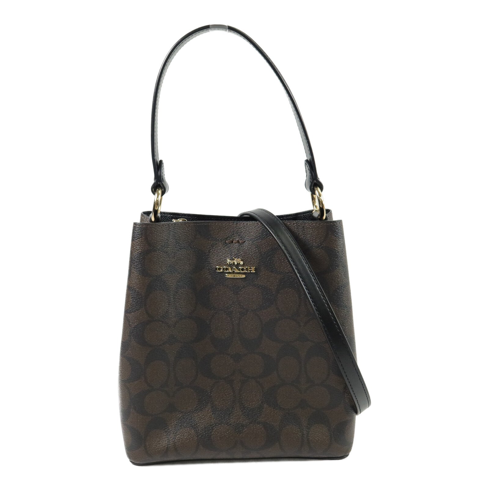 COACH 塗層帆布Town Bucket Small手挽肩背兩用袋