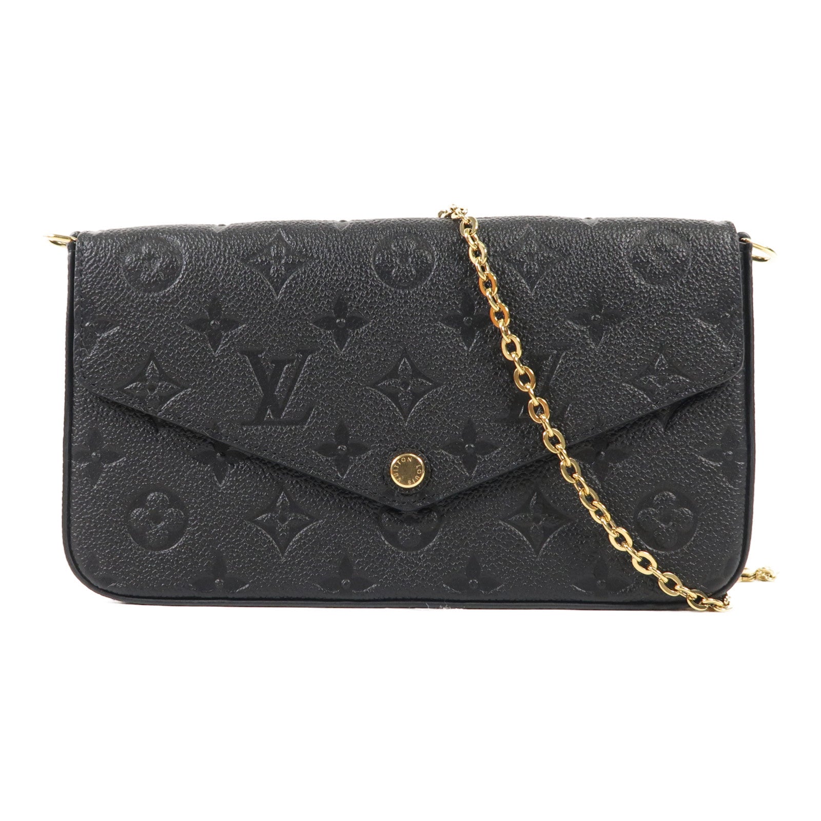 LOUIS VUITTON Monogram Empreinte Felicie Pochette 金扣鏈帶肩背袋