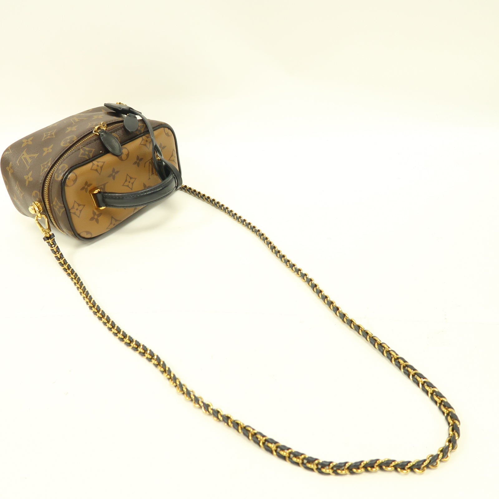 LOUIS VUITTON 【激減優惠】Monogram Reverse Vanity PM金扣手挽肩背兩用袋啡色