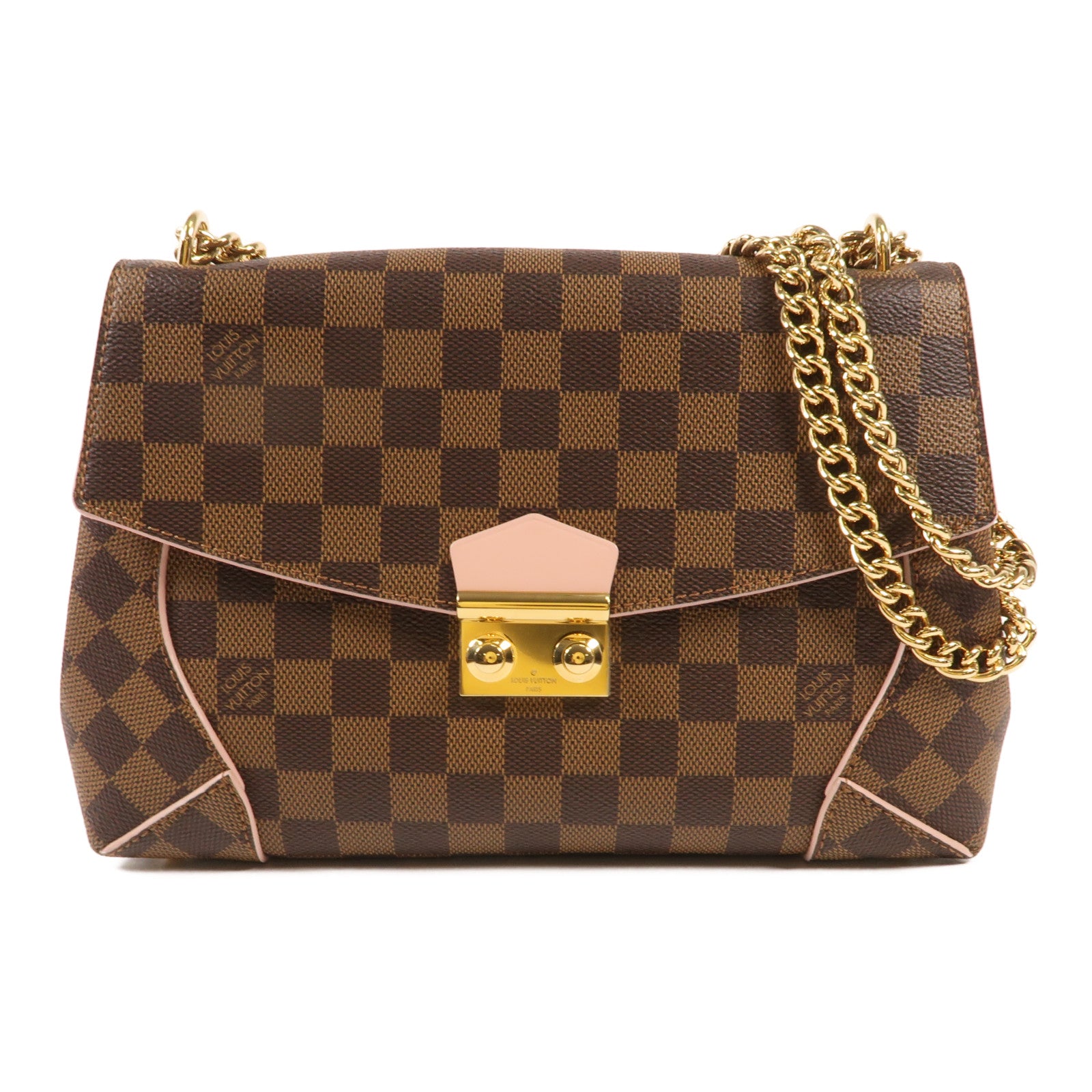 LOUIS VUITTON Damier Caissa金扣鏈帶肩背袋