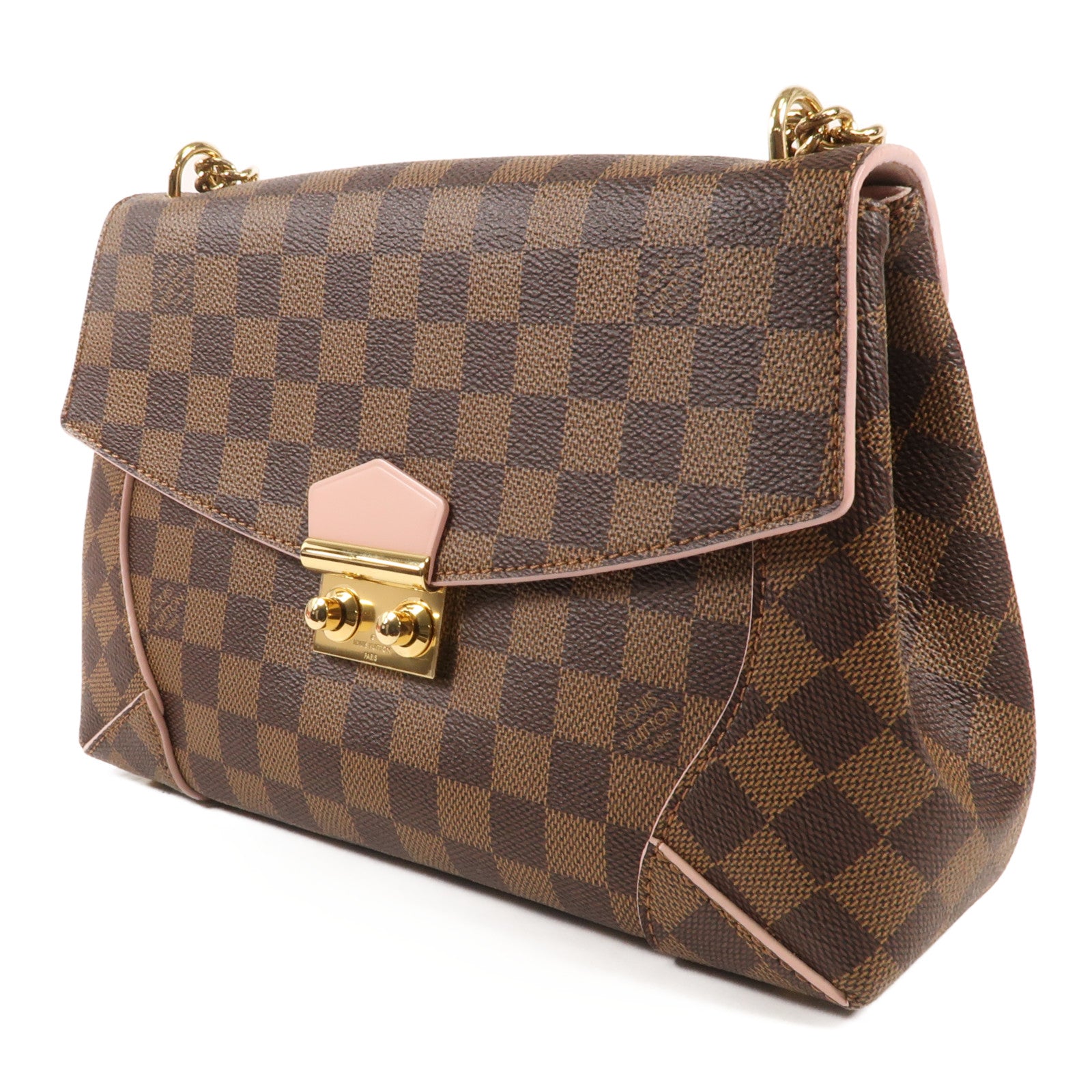 LOUIS VUITTON Damier Caissa金扣鏈帶肩背袋