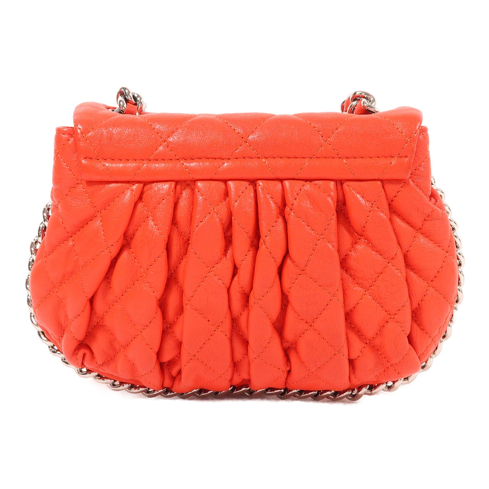 CHANEL CC SHW Chain Shoulder Bag Calfskin Leather Red