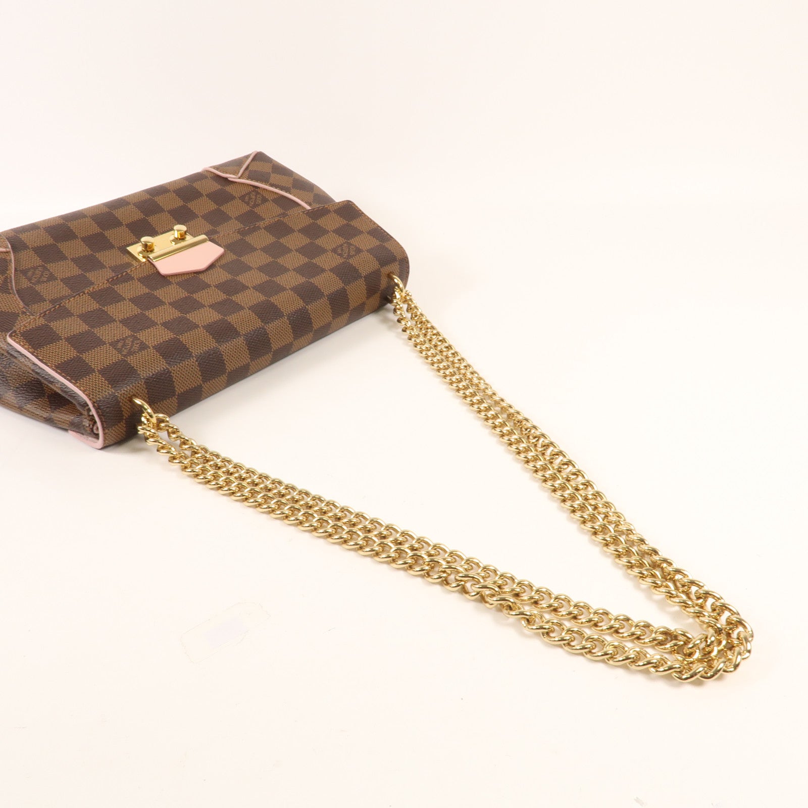 LOUIS VUITTON Damier Caissa金扣鏈帶肩背袋
