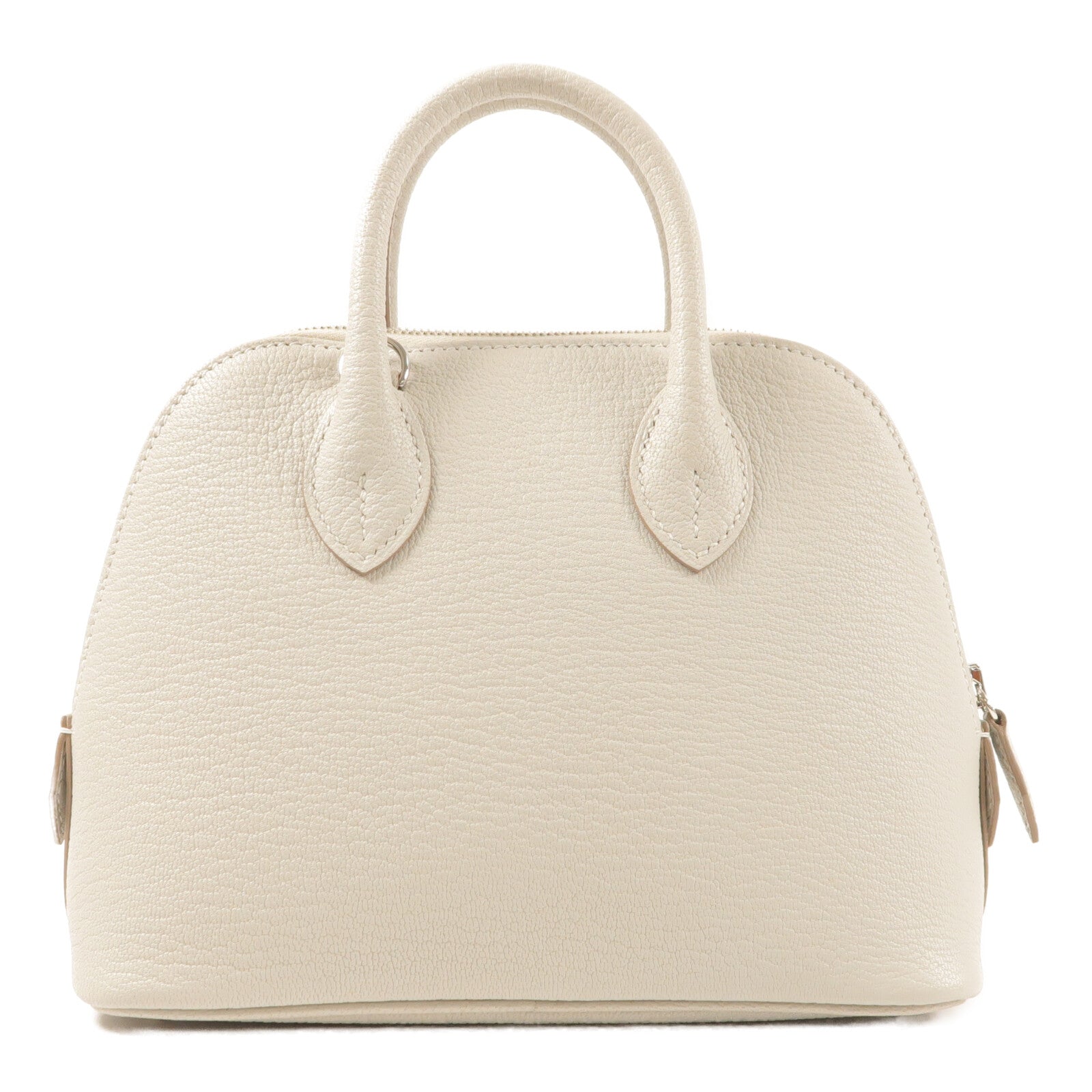 HERMES Chevre皮革Mini Bolide銀扣手挽肩背兩用袋Gris Perle